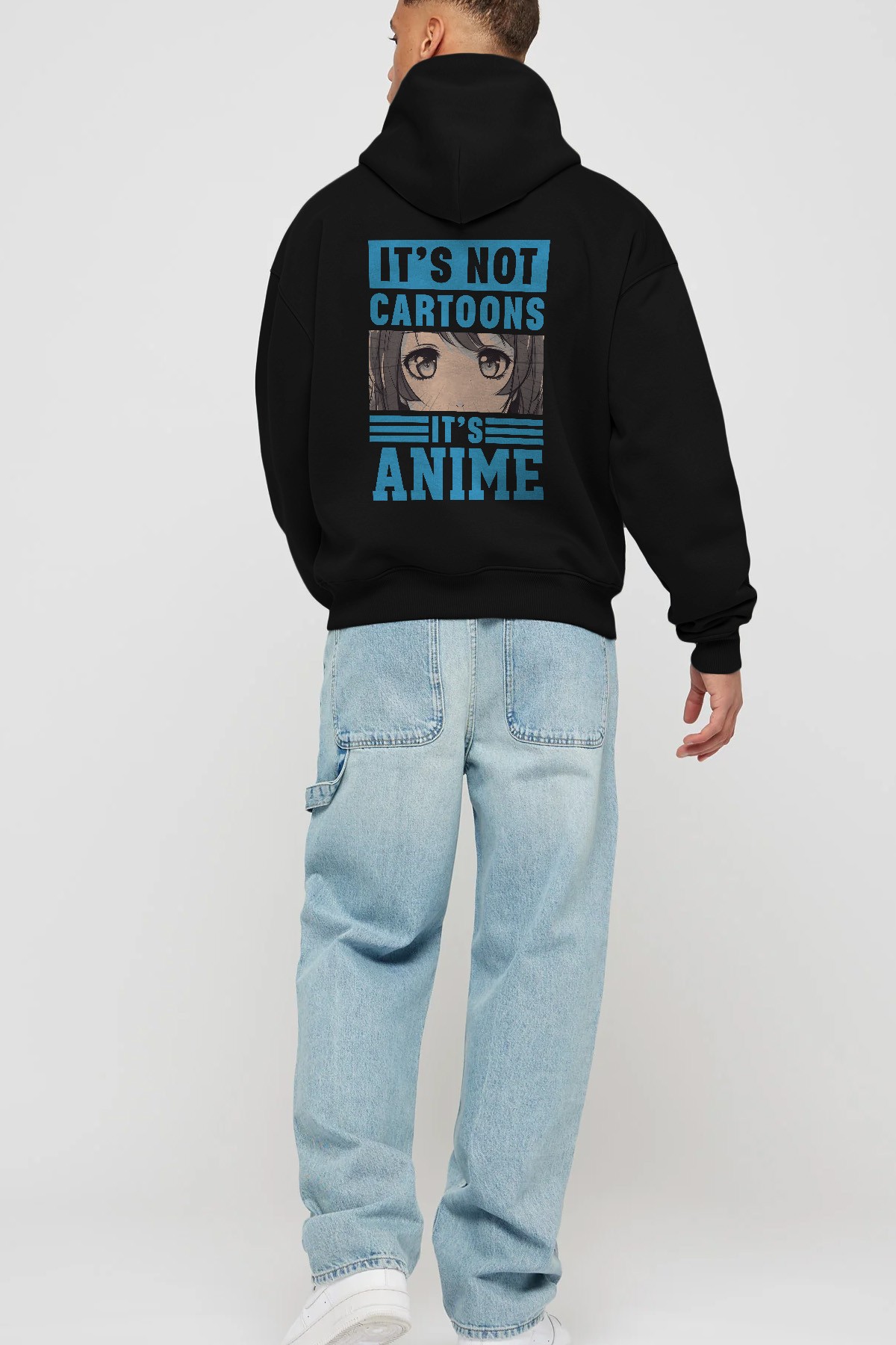 Its Anime Anime Arka Baskılı Hoodie Oversize Kapüşonlu Sweatshirt Erkek Kadın Unisex