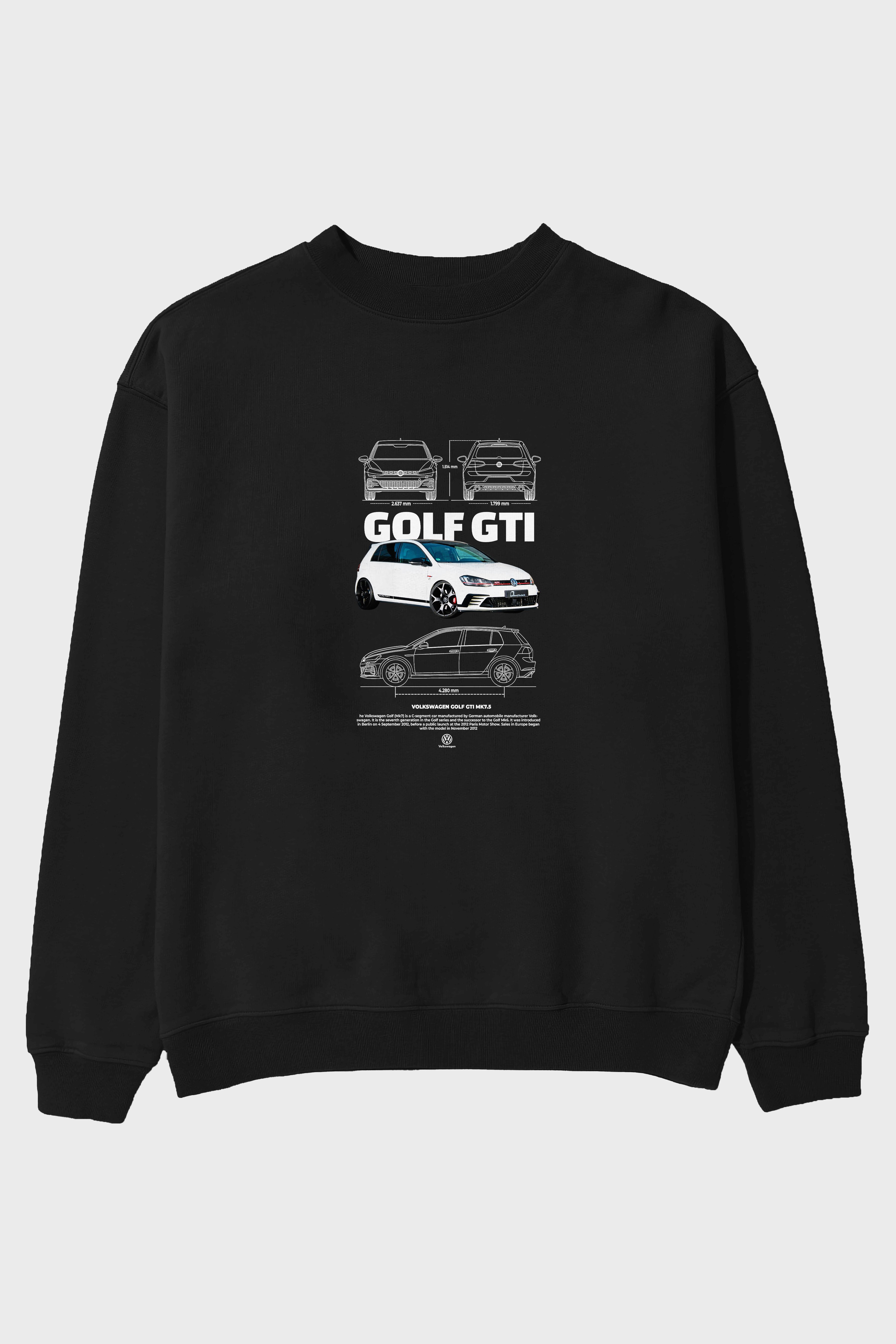 VOLKSWAGEN Golf GTI MK7 Ön Baskılı Anime Oversize Sweatshirt Erkek Kadın Unisex