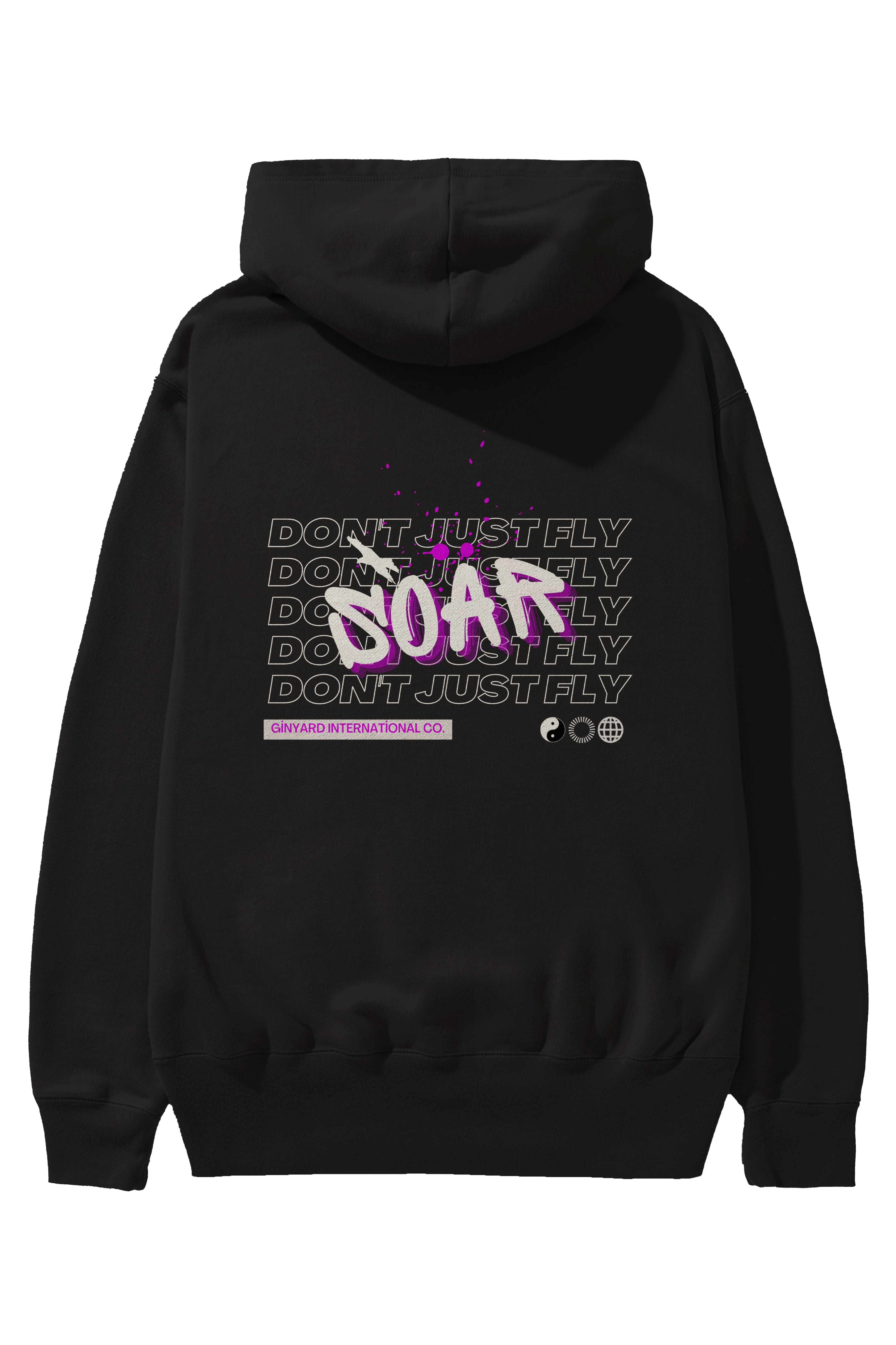 Soar Dont Just Fly Yazılı Arka Baskılı Oversize Hoodie Kapüşonlu Sweatshirt Erkek Kadın Unisex