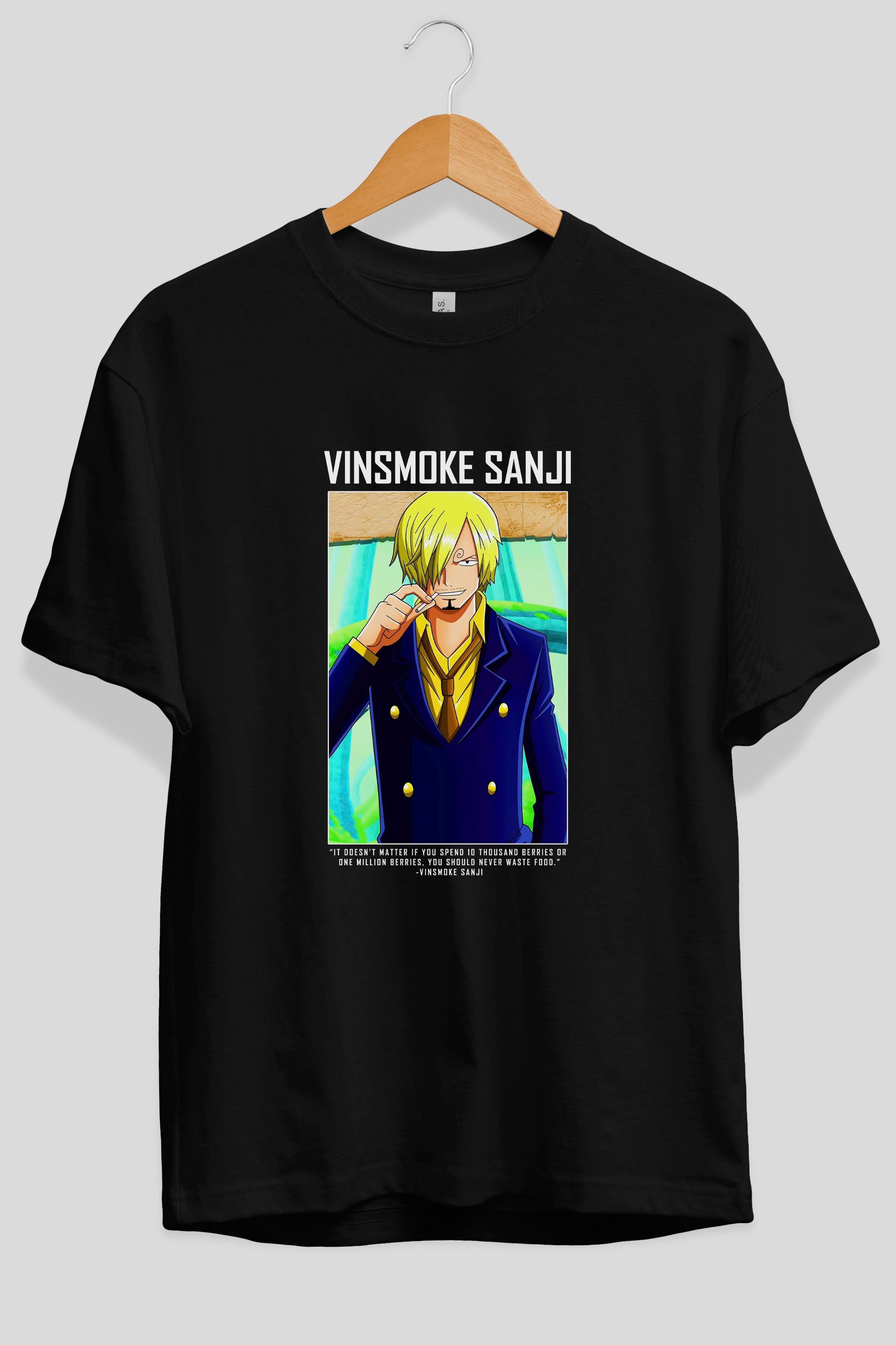 Sanji 2 Anime Ön Baskılı Oversize t-shirt Erkek Kadın Unisex