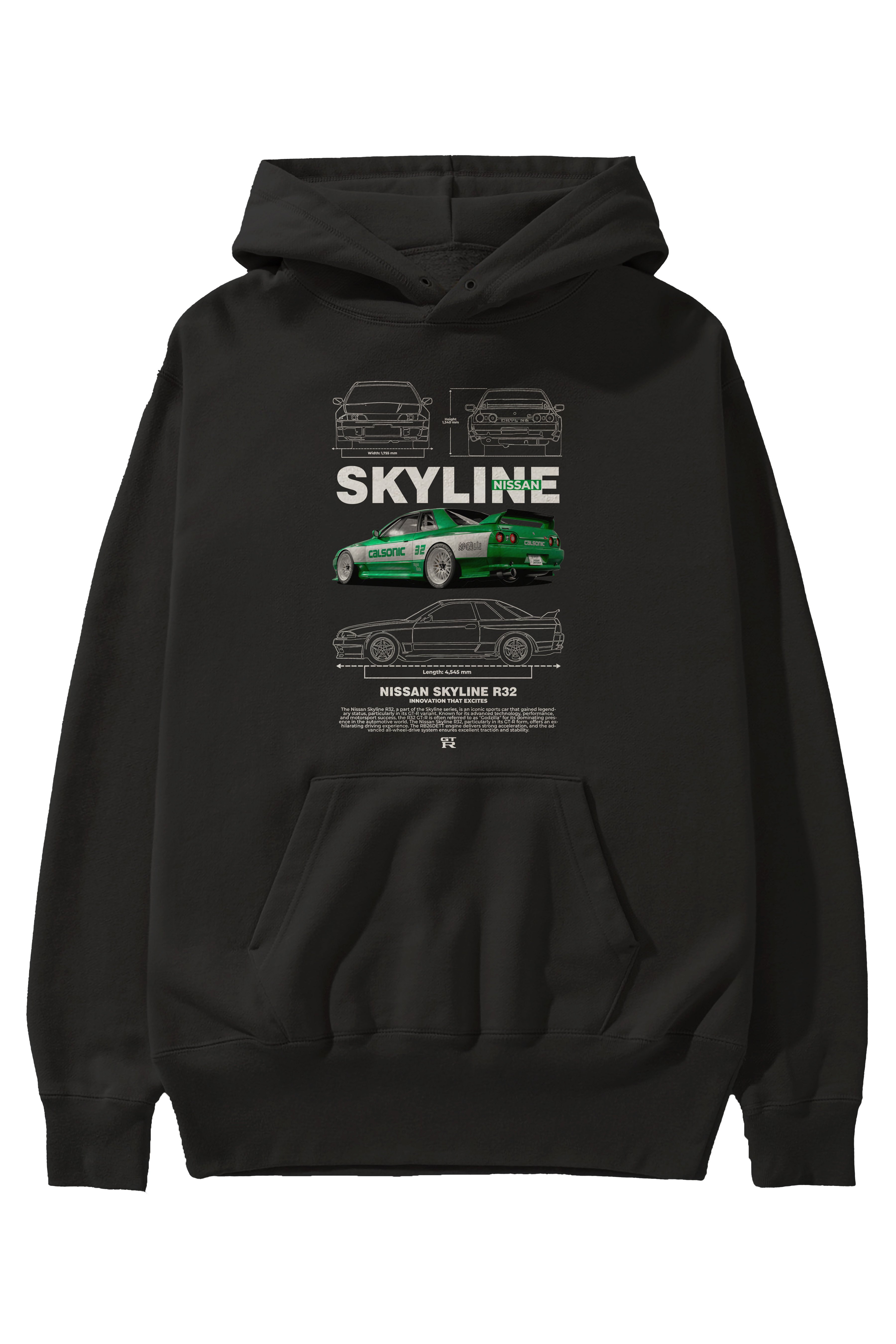 NISSAN SKYLINE R32 Ön Baskılı Hoodie Oversize Kapüşonlu Sweatshirt Erkek Kadın Unisex