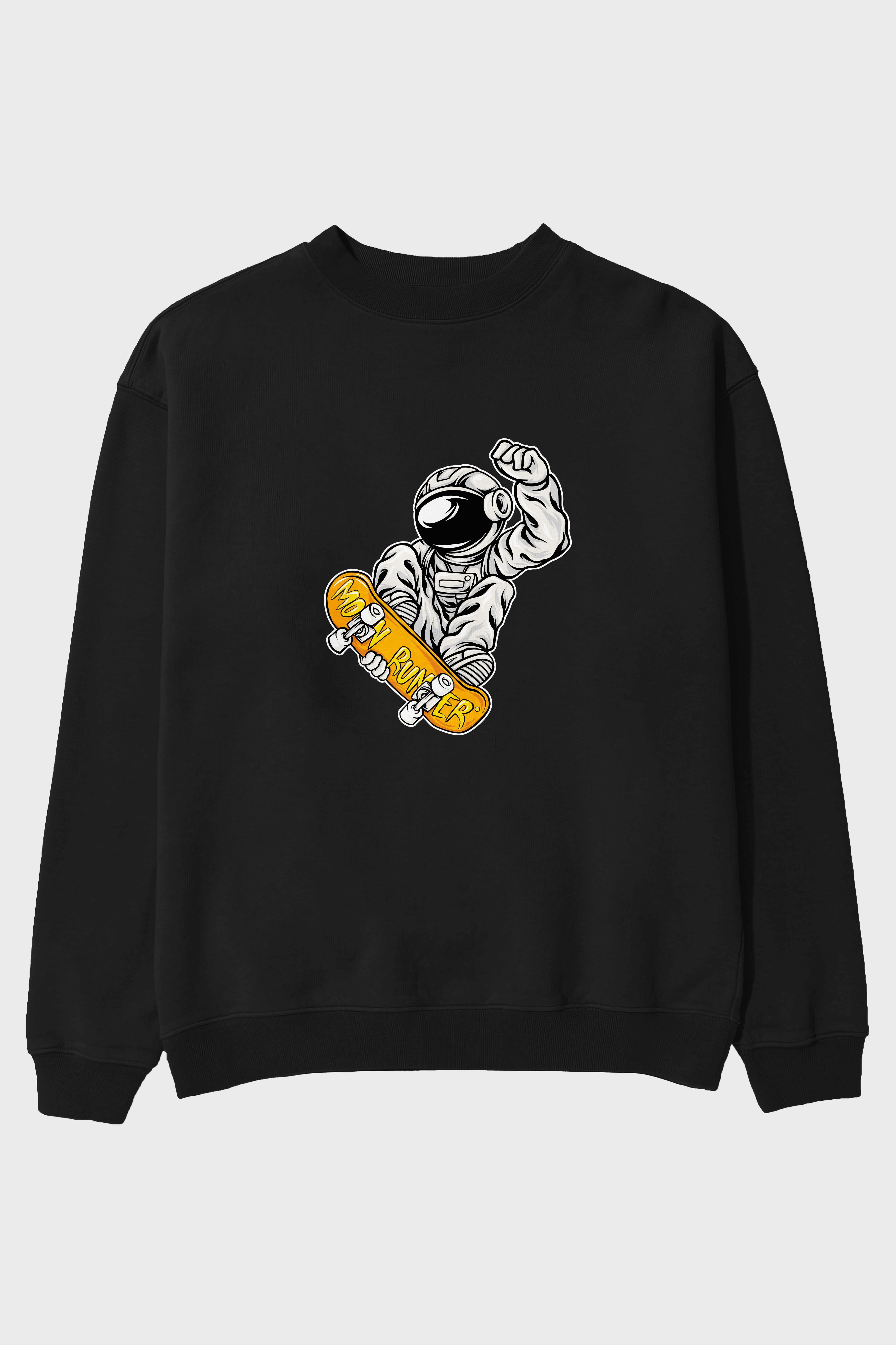 Moon Runner Ön Baskılı Oversize Sweatshirt Erkek Kadın Unisex