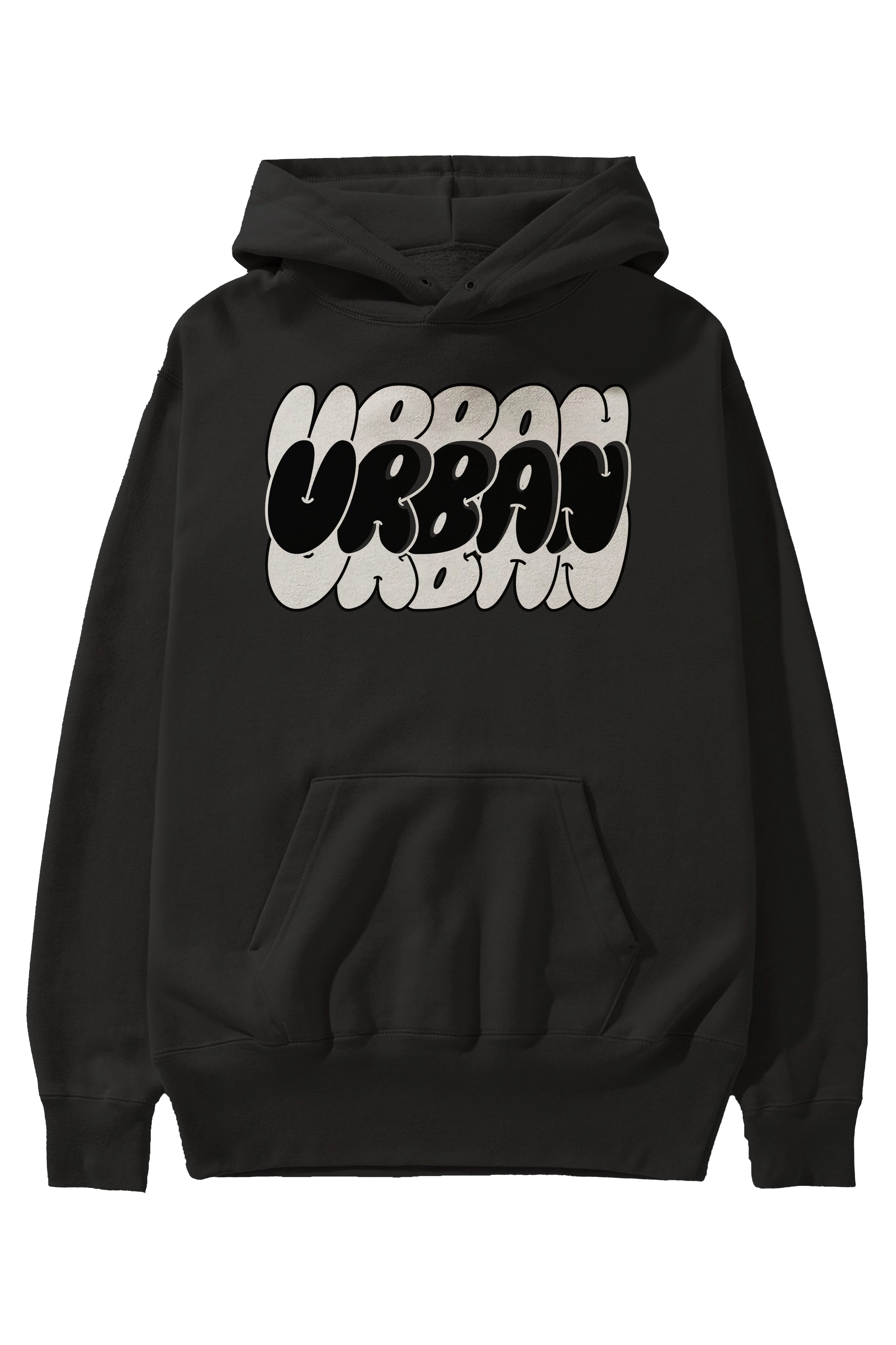 Urban Yazılı Ön Baskılı Oversize Hoodie Kapüşonlu Sweatshirt Erkek Kadın Unisex