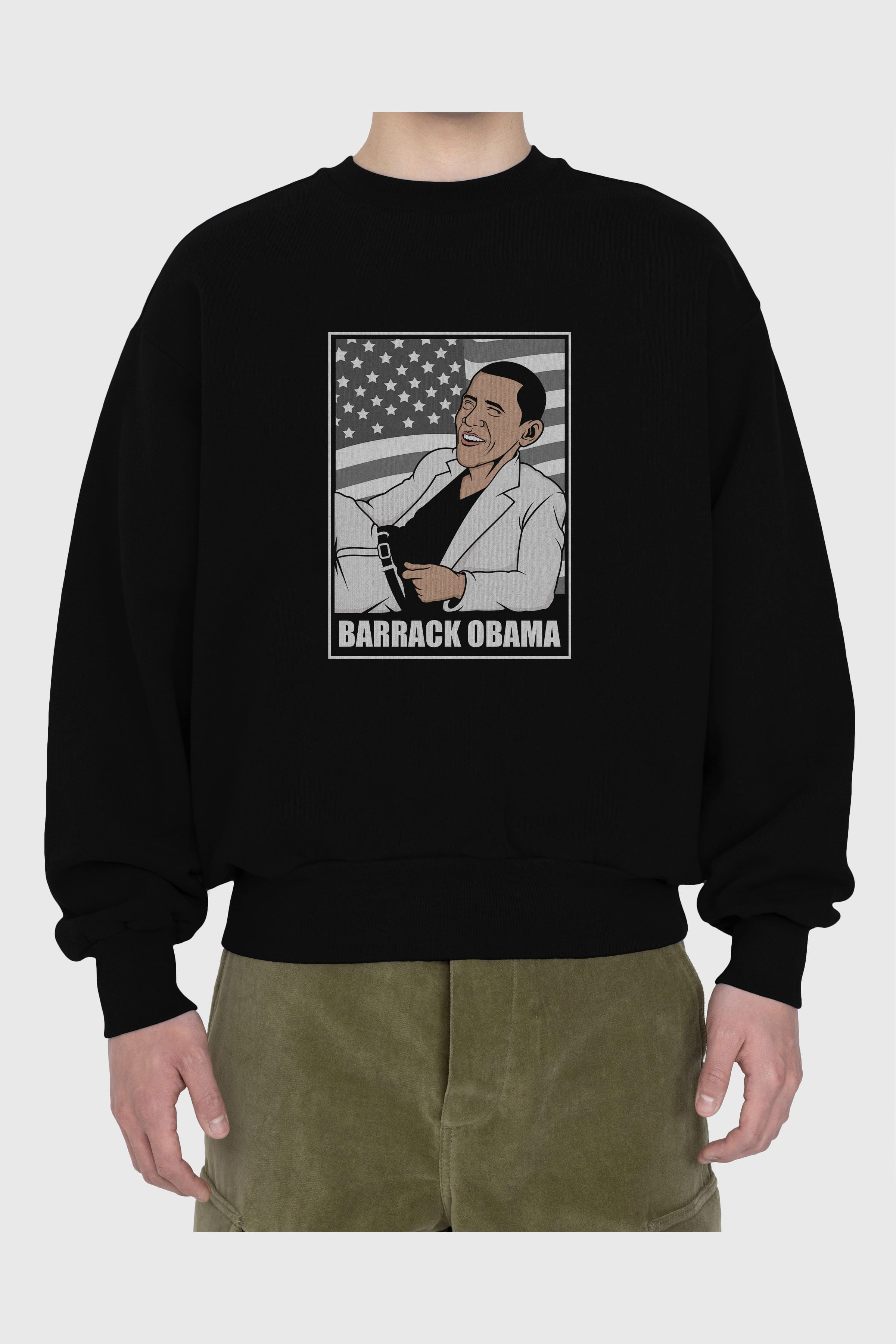 Obama Thriller Ön Baskılı Oversize Sweatshirt Erkek Kadın Unisex
