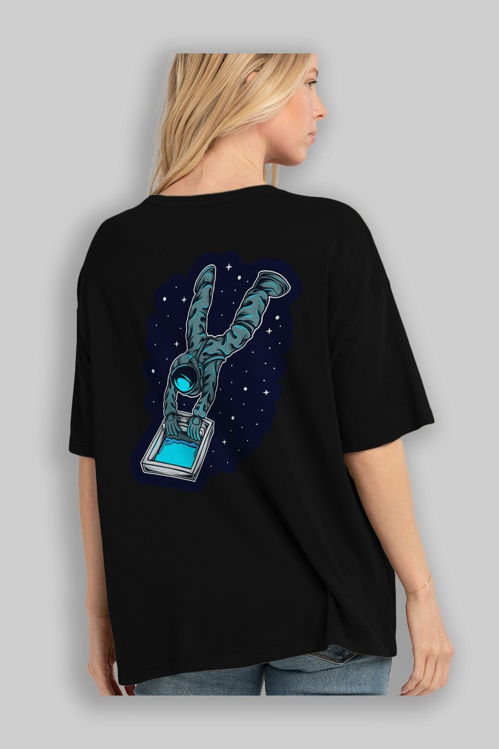 Astroscreen Sticker Arka Baskılı Oversize t-shirt Erkek Kadın Unisex