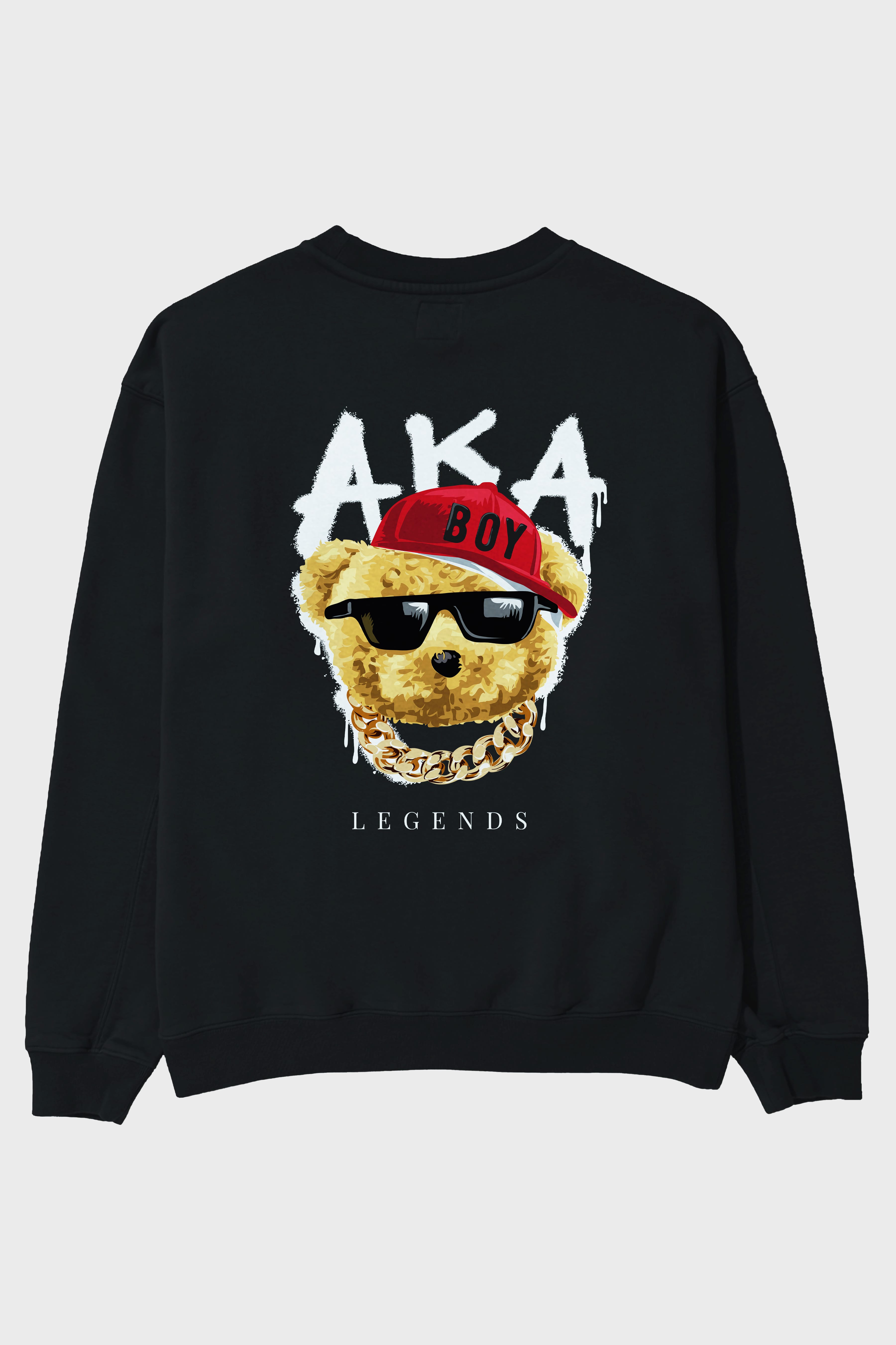 Teddy Bear Legends Arka Baskılı Oversize Sweatshirt Erkek Kadın Unisex