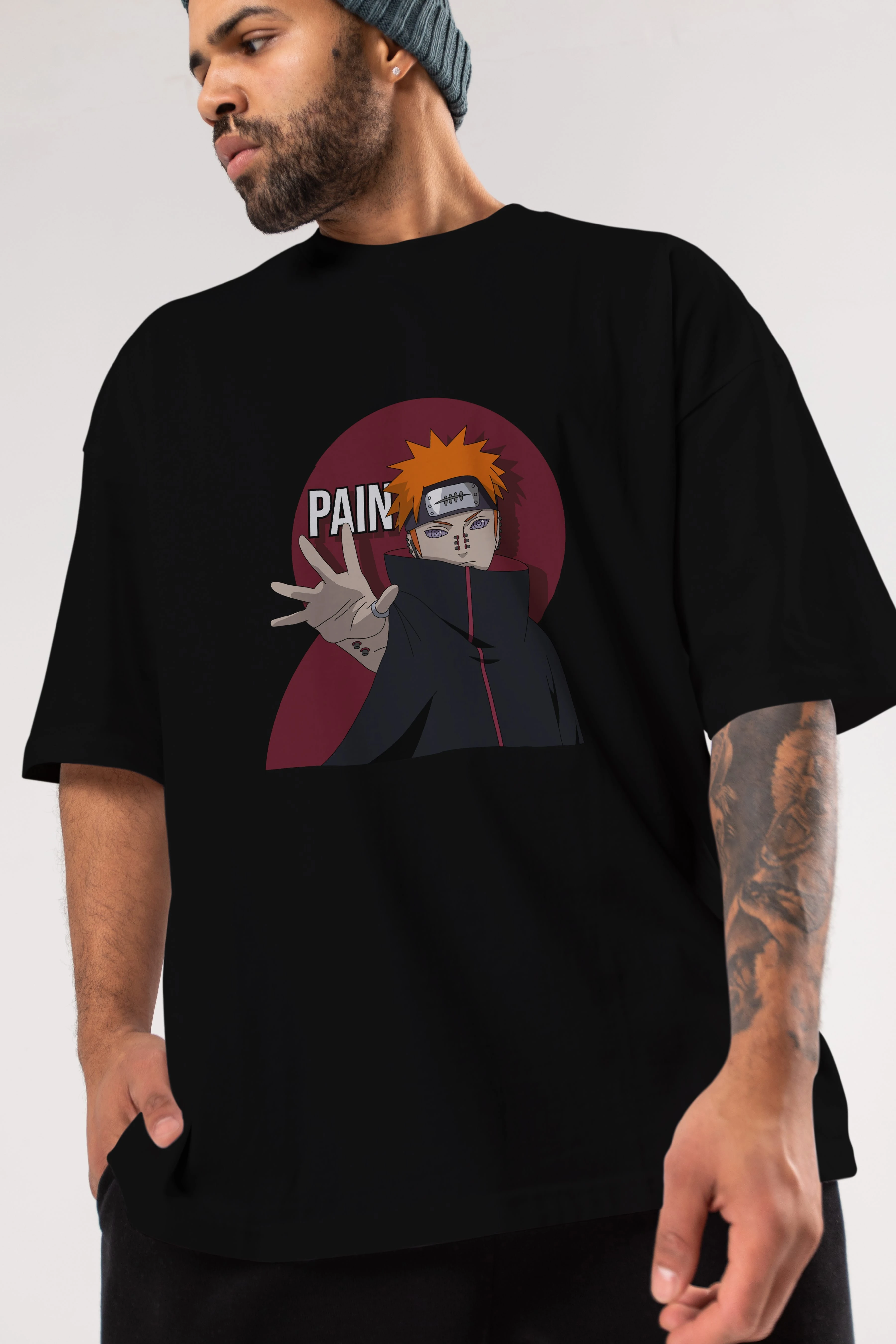 PAIN NARUTO Anime Ön Baskılı Oversize t-shirt %100 pamuk Erkek Kadın Unisex