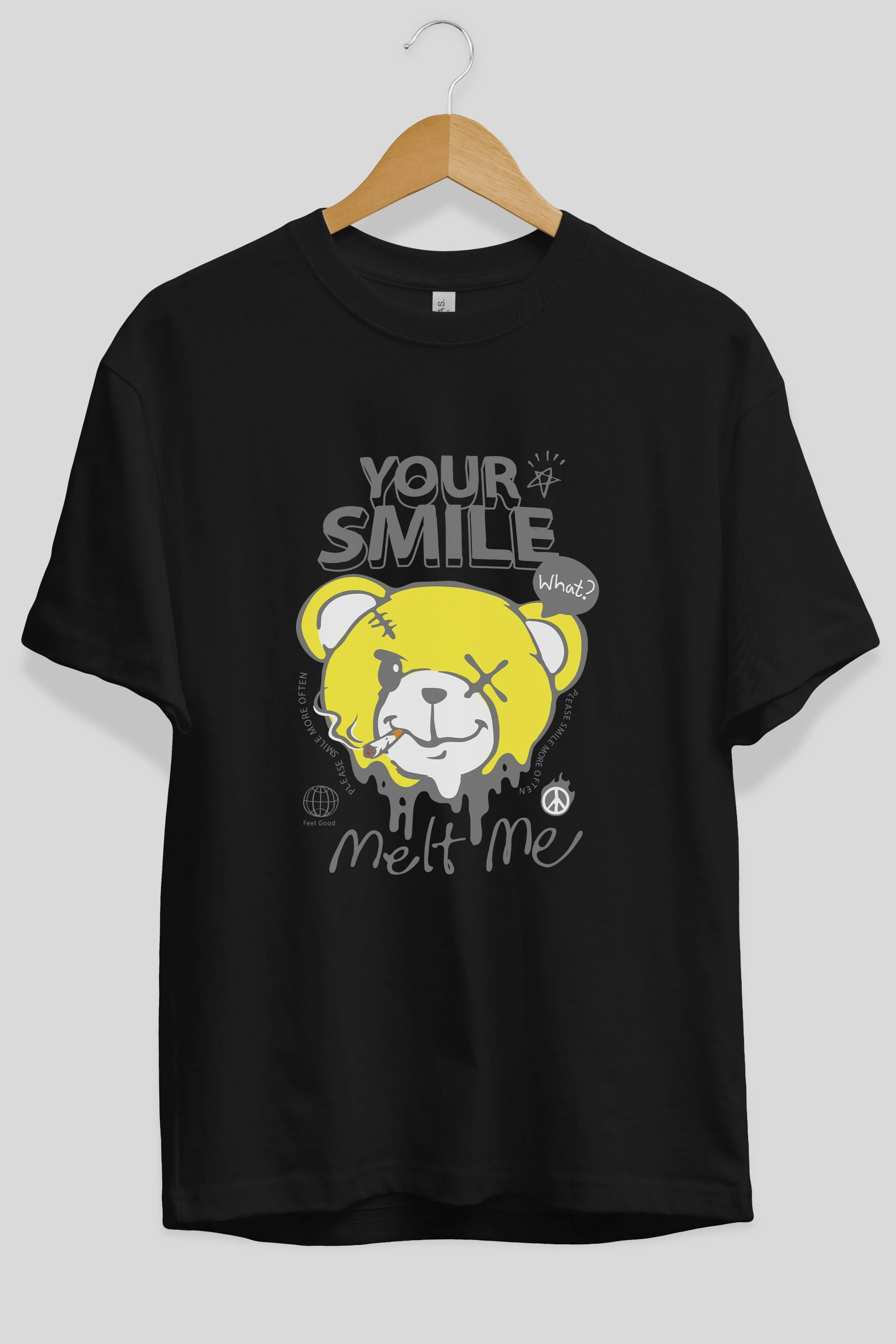 Your Smile Bear Ön Baskılı Oversize t-shirt Erkek Kadın Unisex