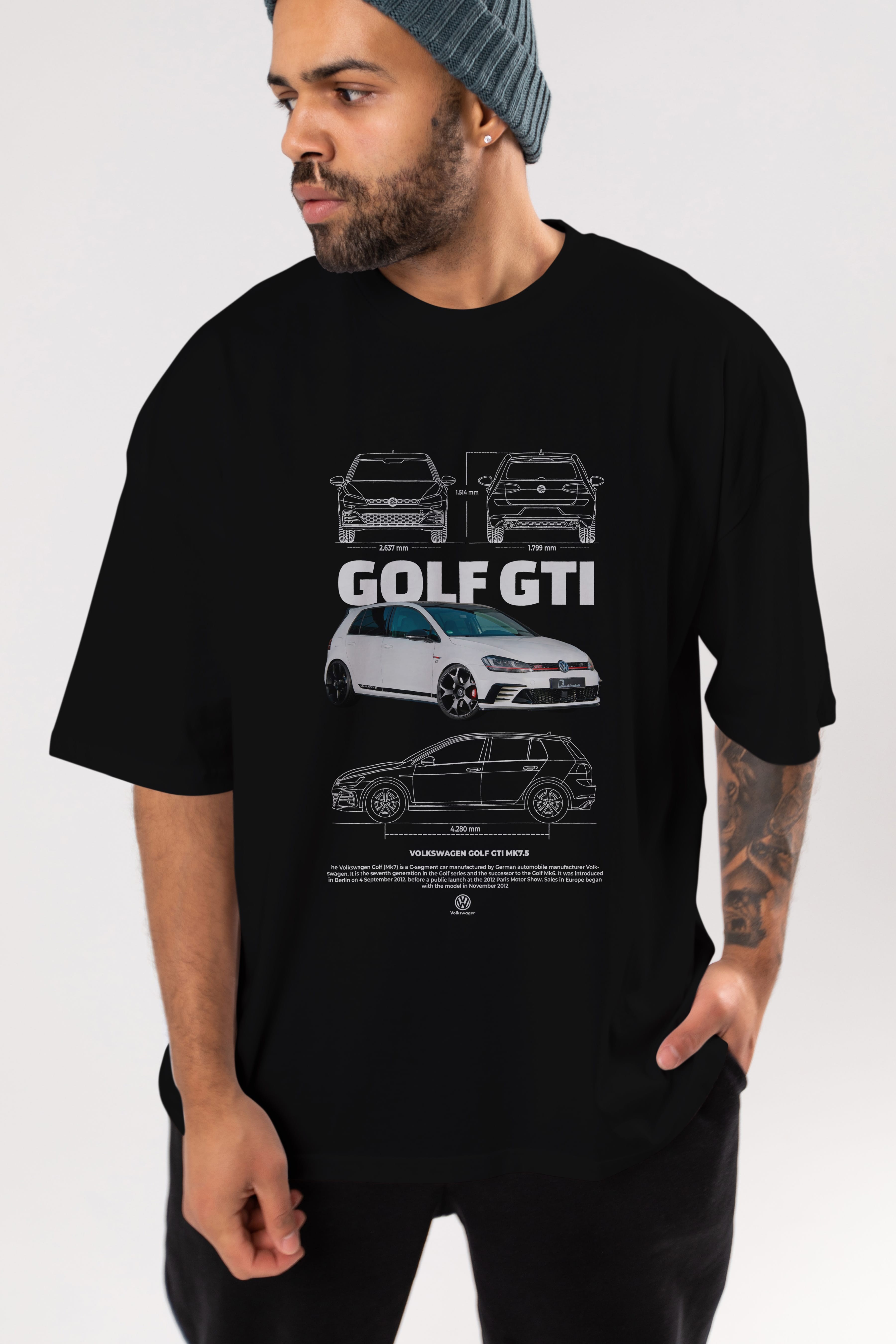 VOLKSWAGEN Golf GTI MK7 Ön Baskılı Oversize t-shirt Erkek Kadın Unisex %100 Pamuk Bisiklet Yaka tişort