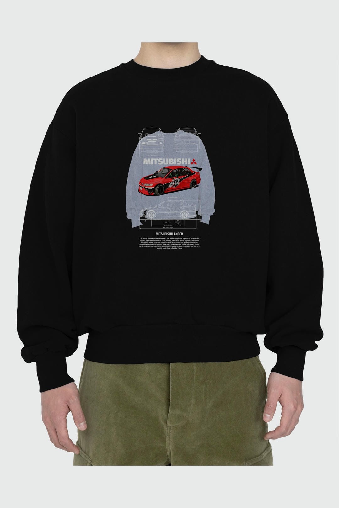 MITSUBISHI LANCER Ön Baskılı Anime Oversize Sweatshirt Erkek Kadın Unisex