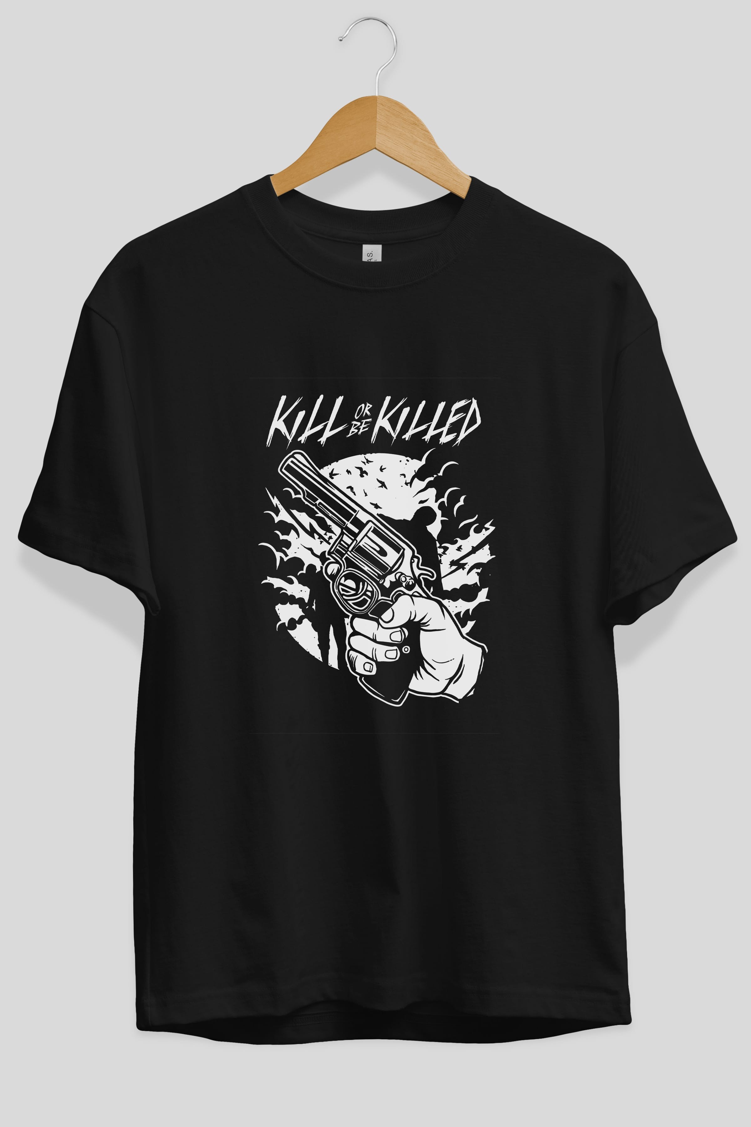 Zombie Shooter Ön Baskılı Oversize t-shirt Erkek Kadın Unisex %100 Pamuk tişort