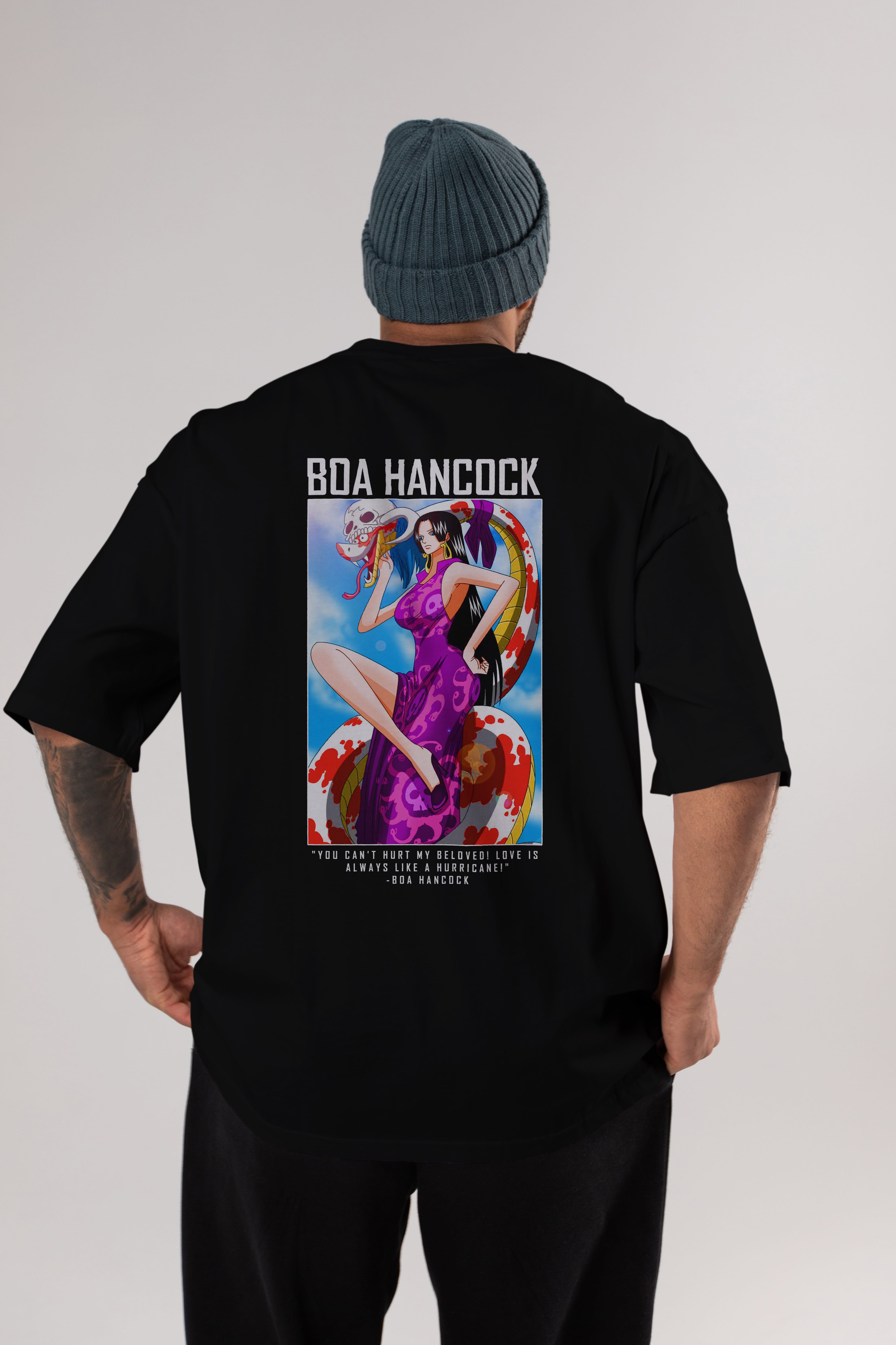 Boa Hancock Anime Arka Baskılı Oversize t-shirt Erkek Kadın Unisex %100 pamuk tişort
