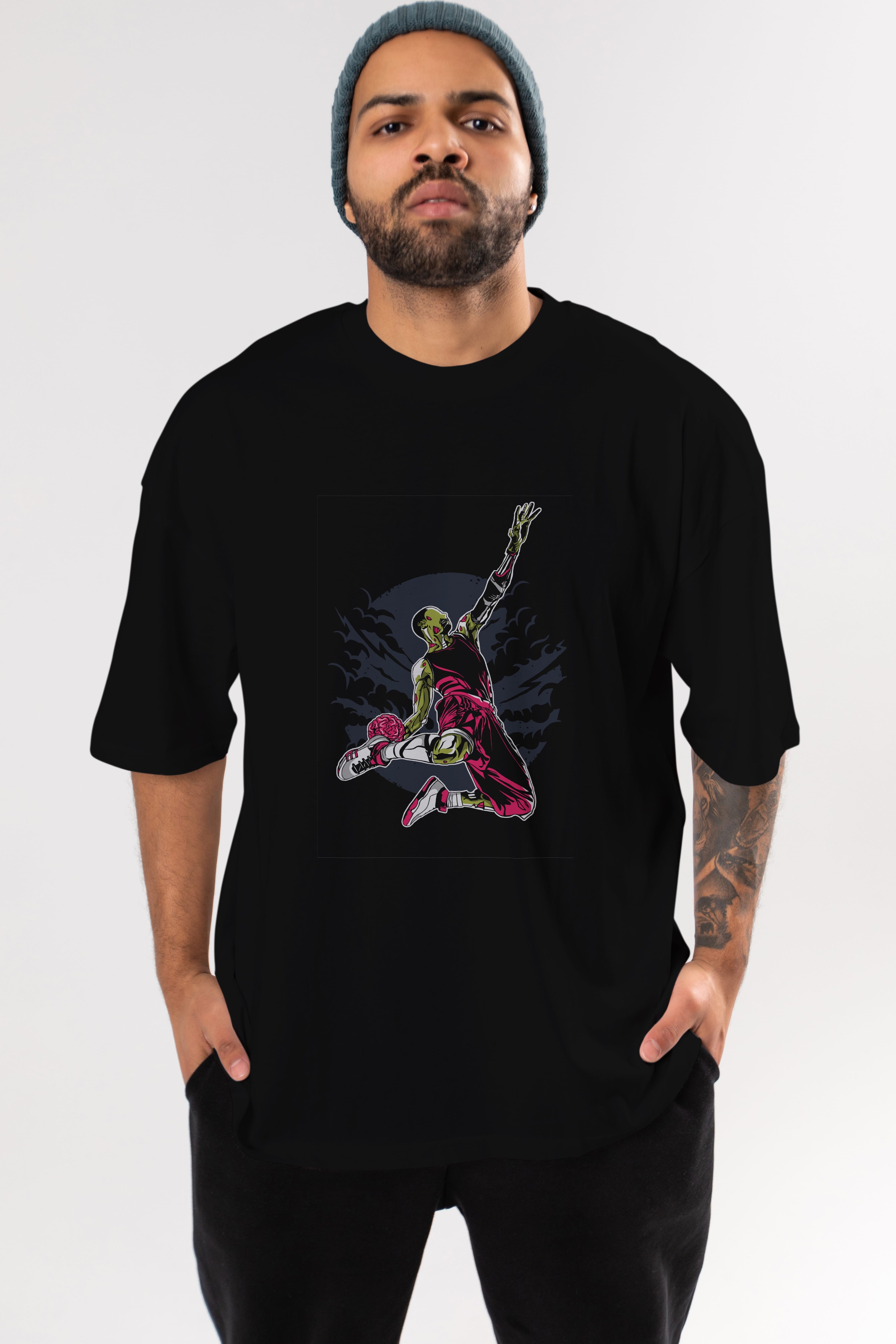 Zombie Slam Dunk Ön Baskılı Oversize t-shirt Erkek Kadın Unisex %100 Pamuk tişort