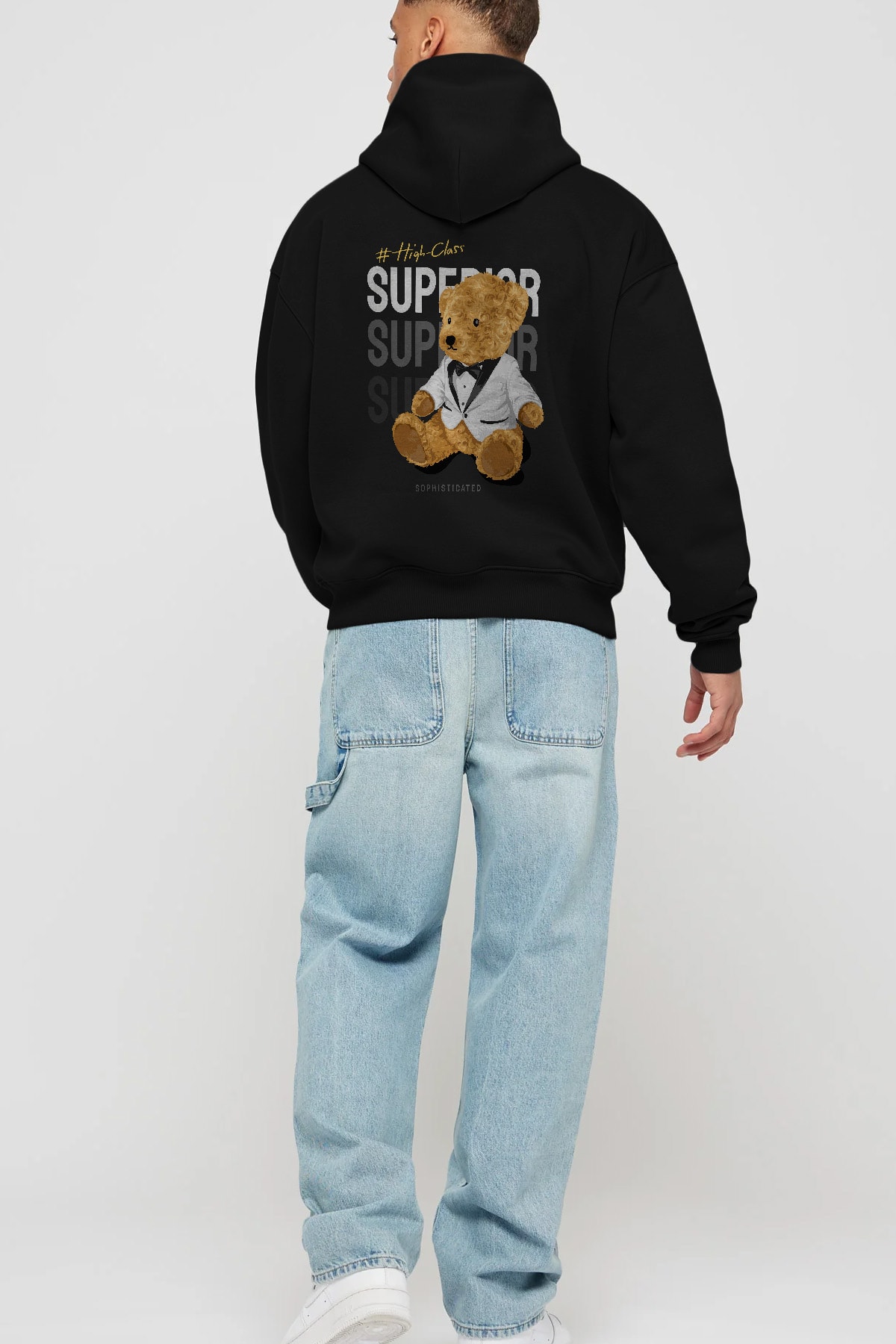 Teddy Bear Superior Arka Baskılı Hoodie Oversize Kapüşonlu Sweatshirt Erkek Kadın Unisex
