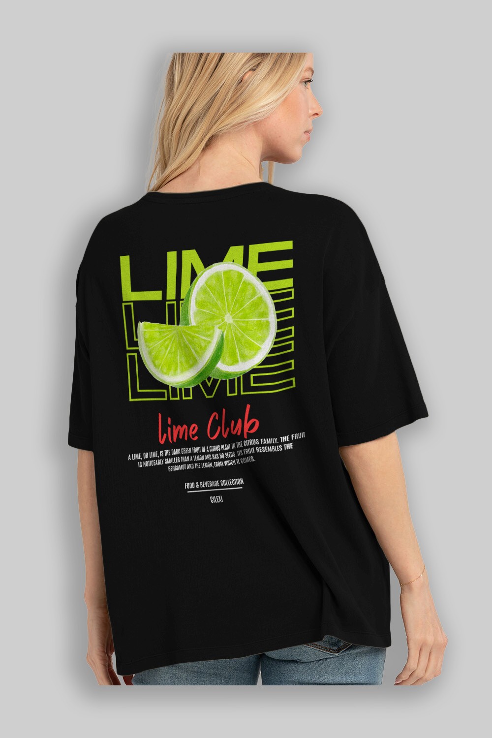 Lime Kokteyl Serisi Baskılı Oversize t-shirt Erkek Kadın Unisex %100 Pamuk Bisiklet Yaka tişort
