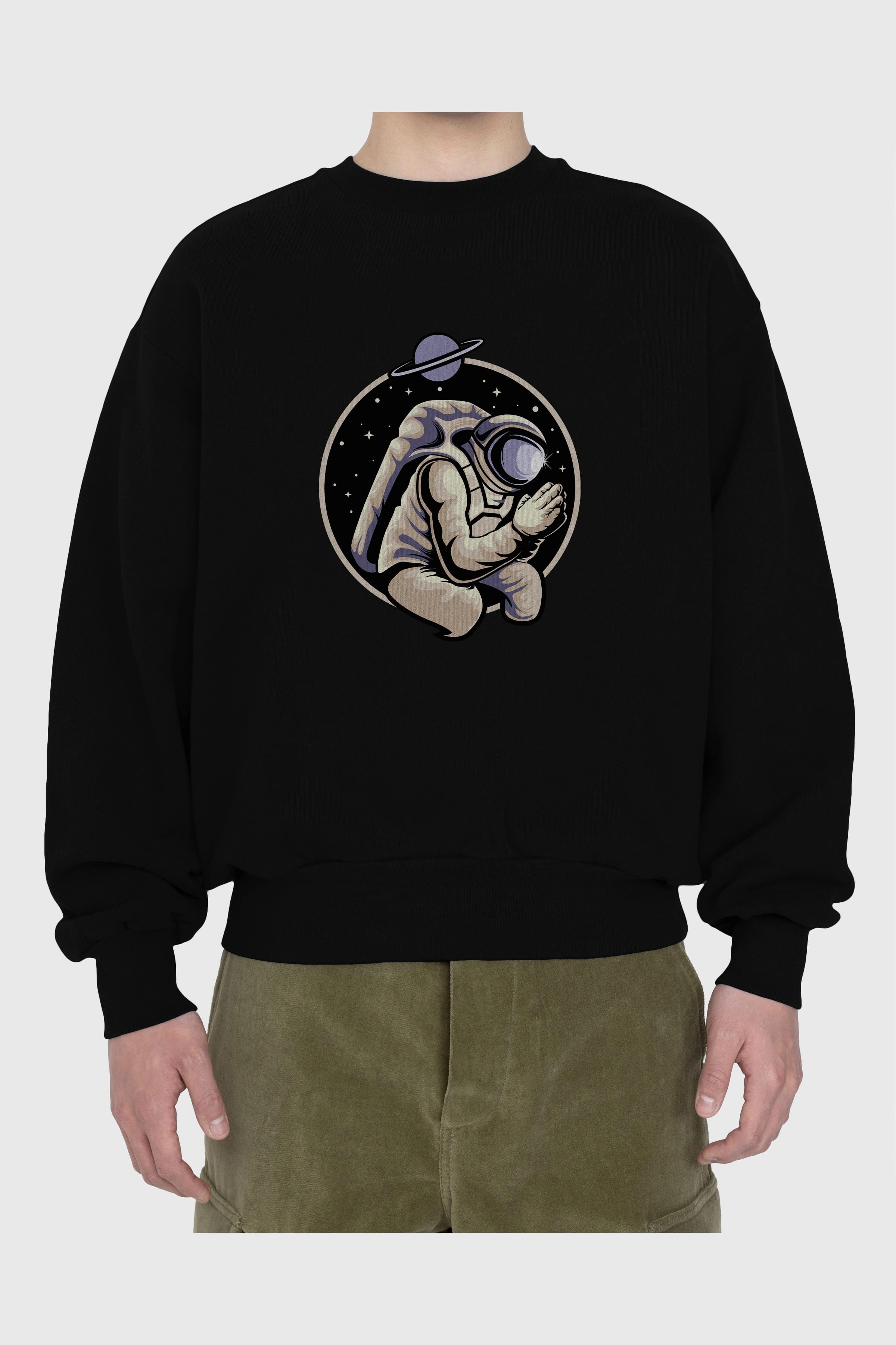 Astronaut Praying Ön Baskılı Oversize Sweatshirt Erkek Kadın Unisex