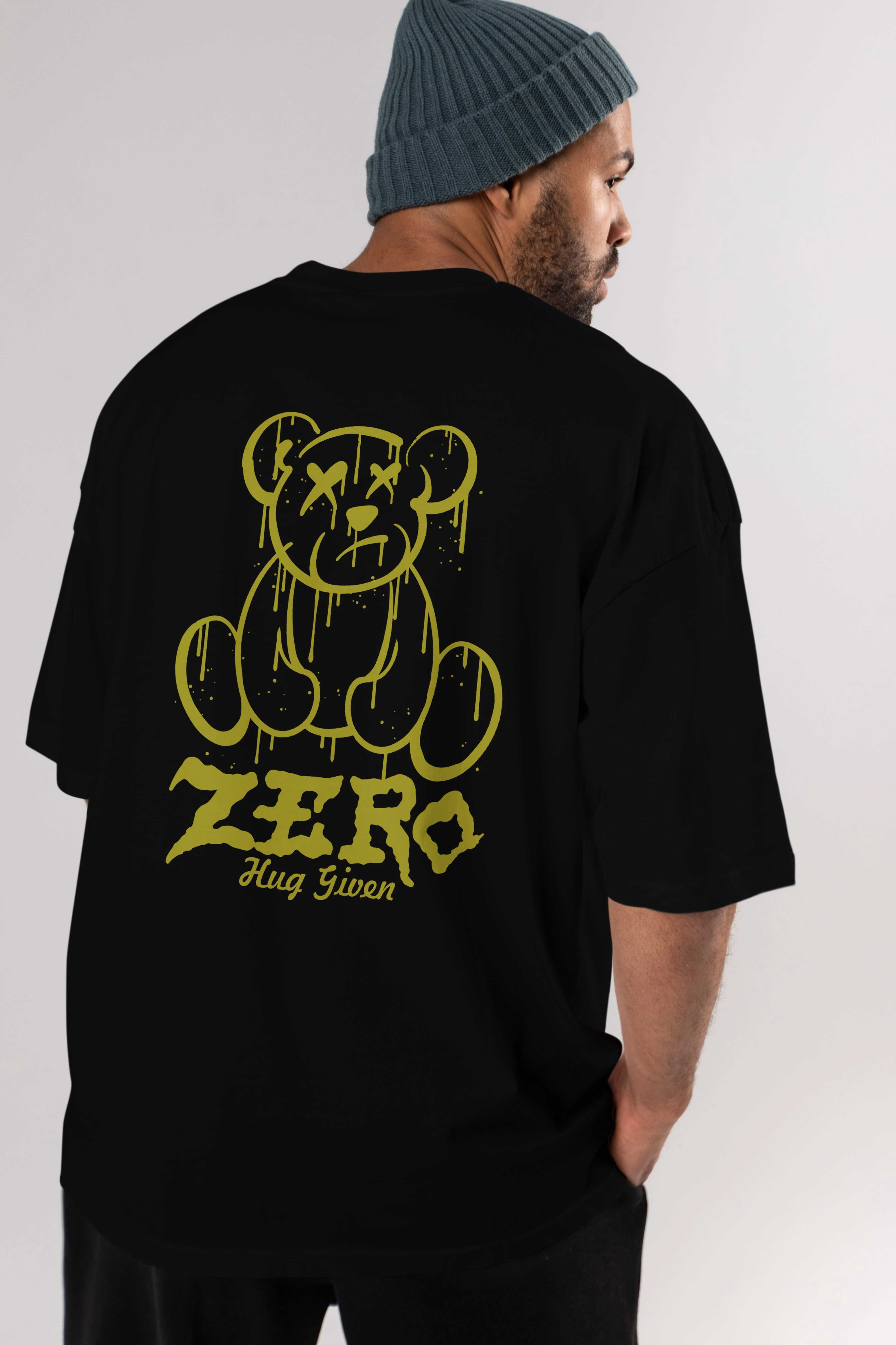 Zero Hug Given Bear Arka Baskılı Oversize t-shirt Erkek Kadın Unisex