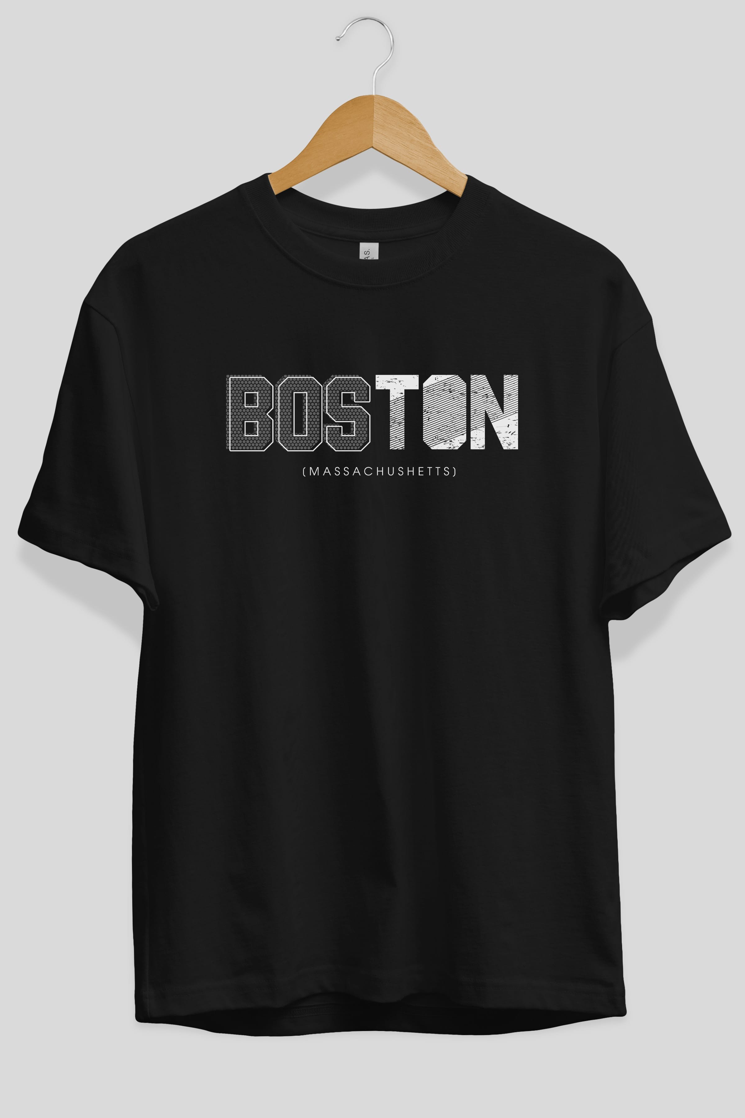 Boston Ön Baskılı Oversize t-shirt Erkek Kadın Unisex