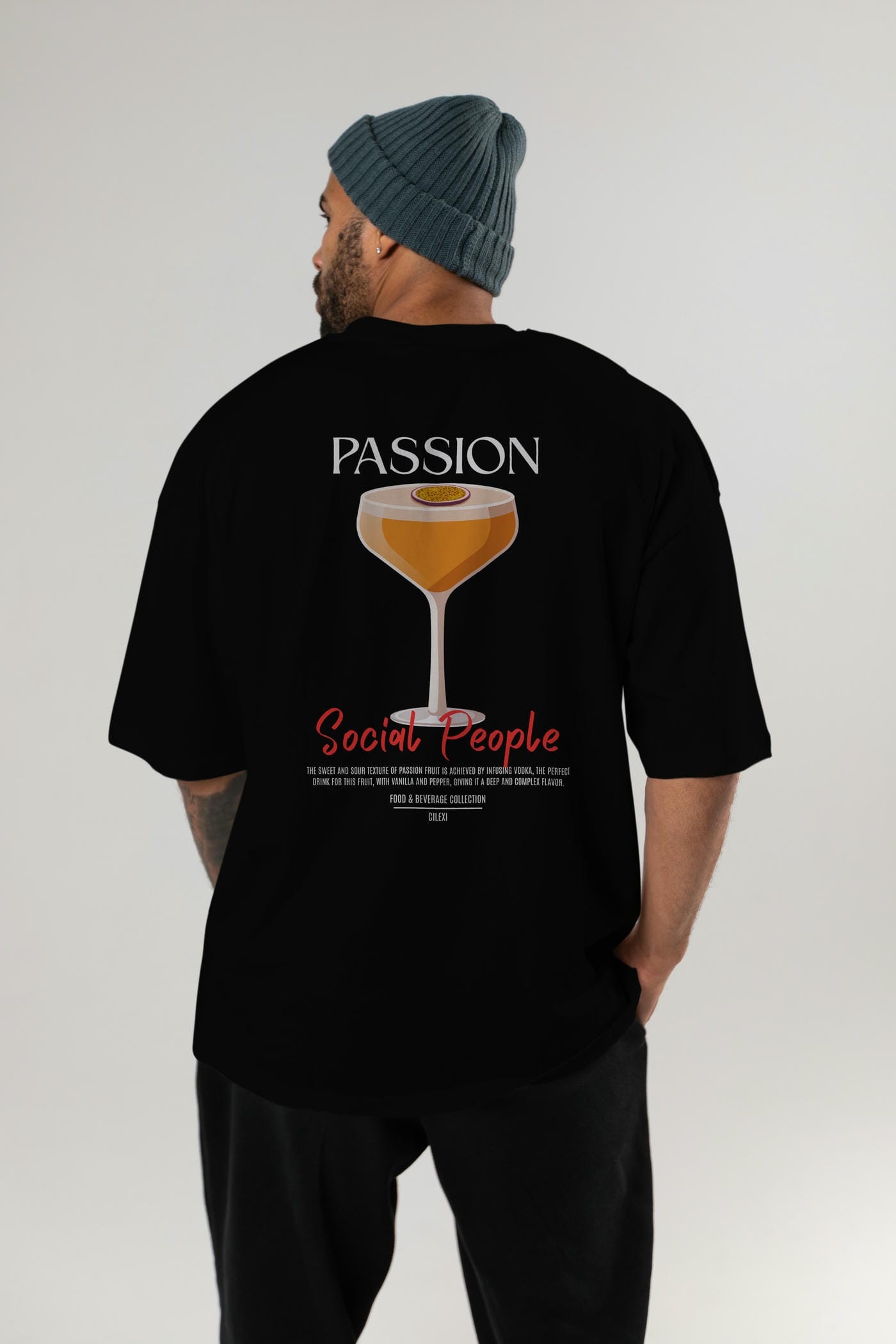 Passion Kokteyl Serisi Baskılı Oversize t-shirt Erkek Kadın Unisex %100 Pamuk Bisiklet Yaka tişort