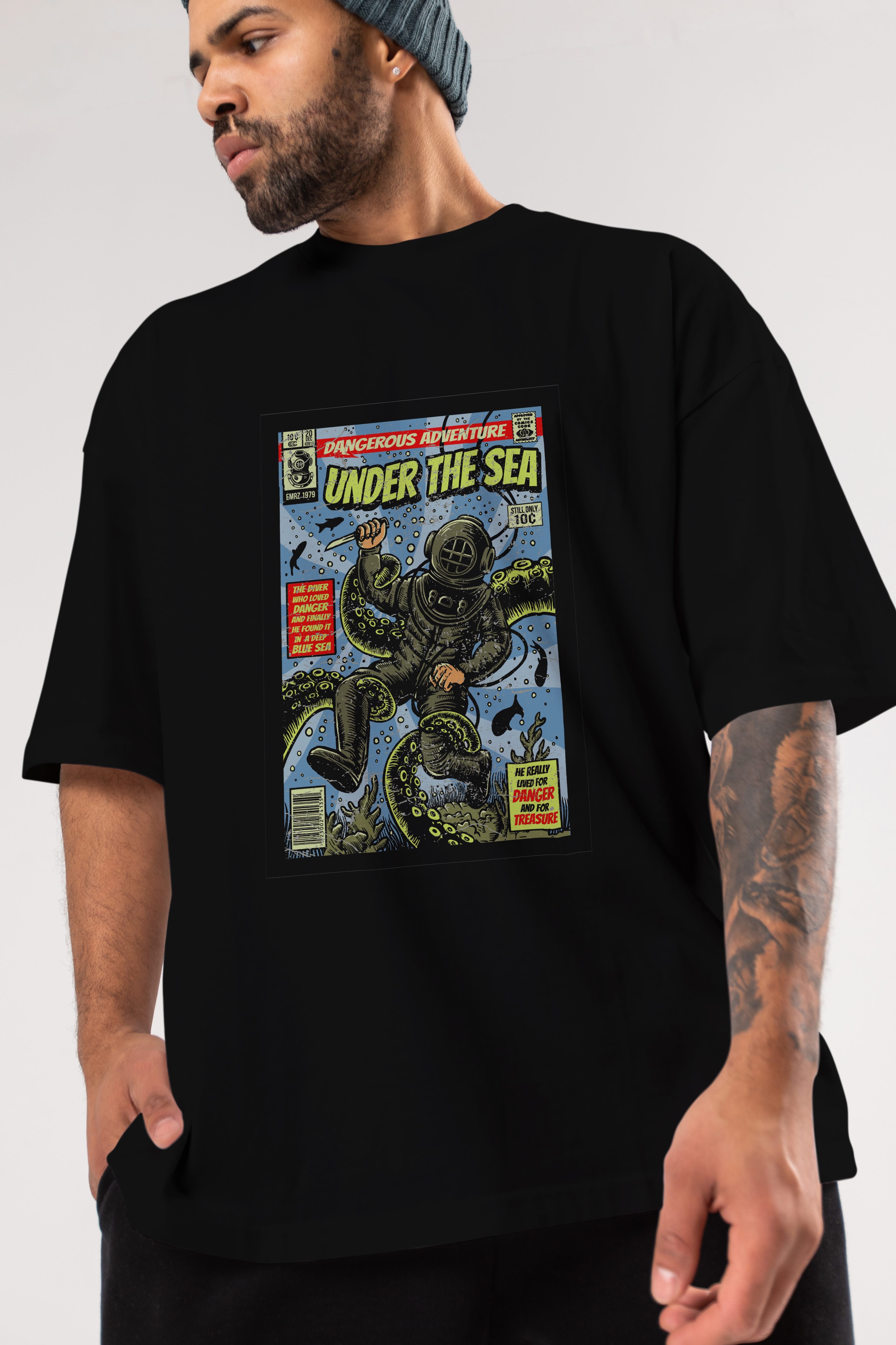 Under The Sea Ön Baskılı Oversize t-shirt Erkek Kadın Unisex %100 Pamuk tişort
