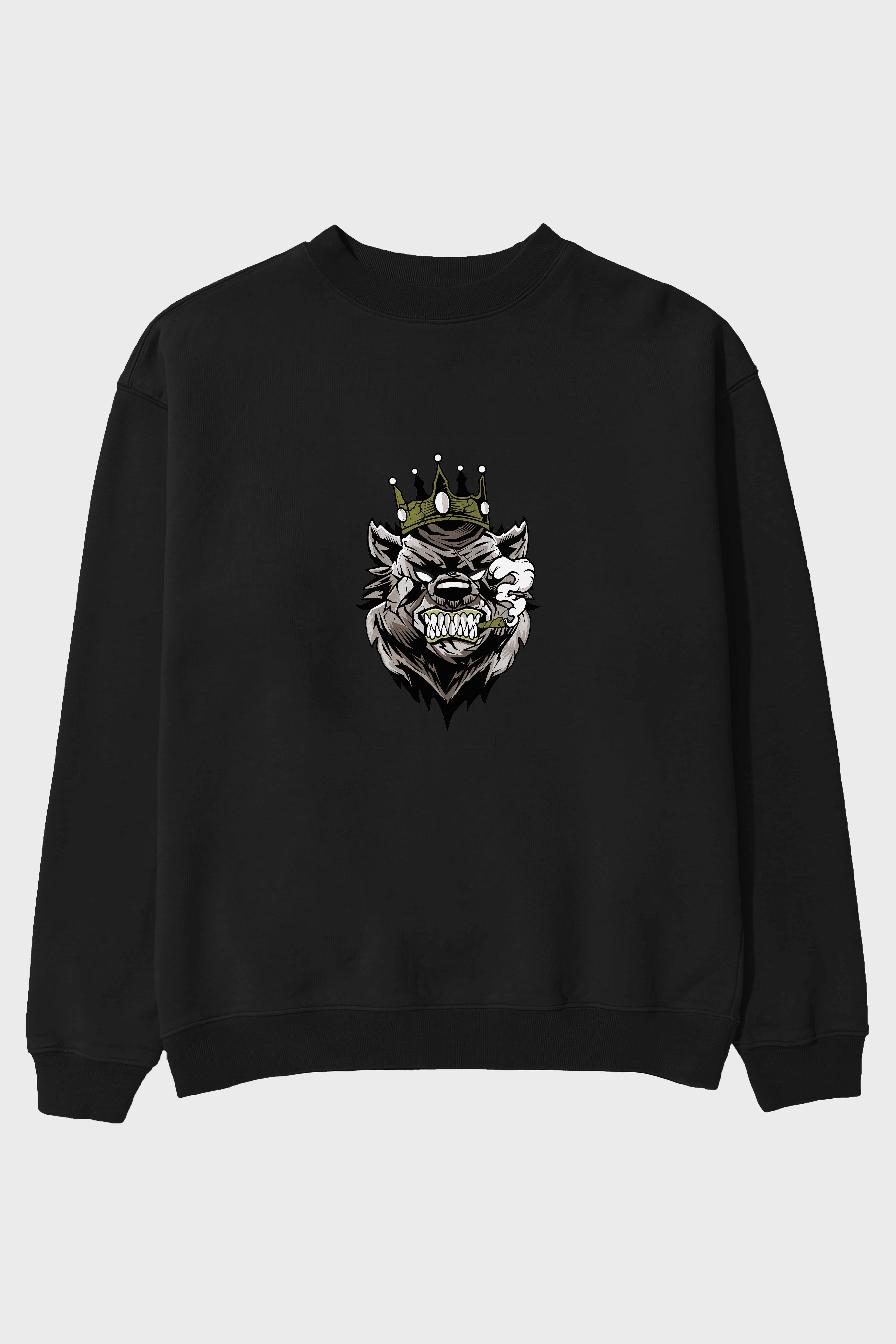 Bear King Ön Baskılı Oversize Sweatshirt Erkek Kadın Unisex