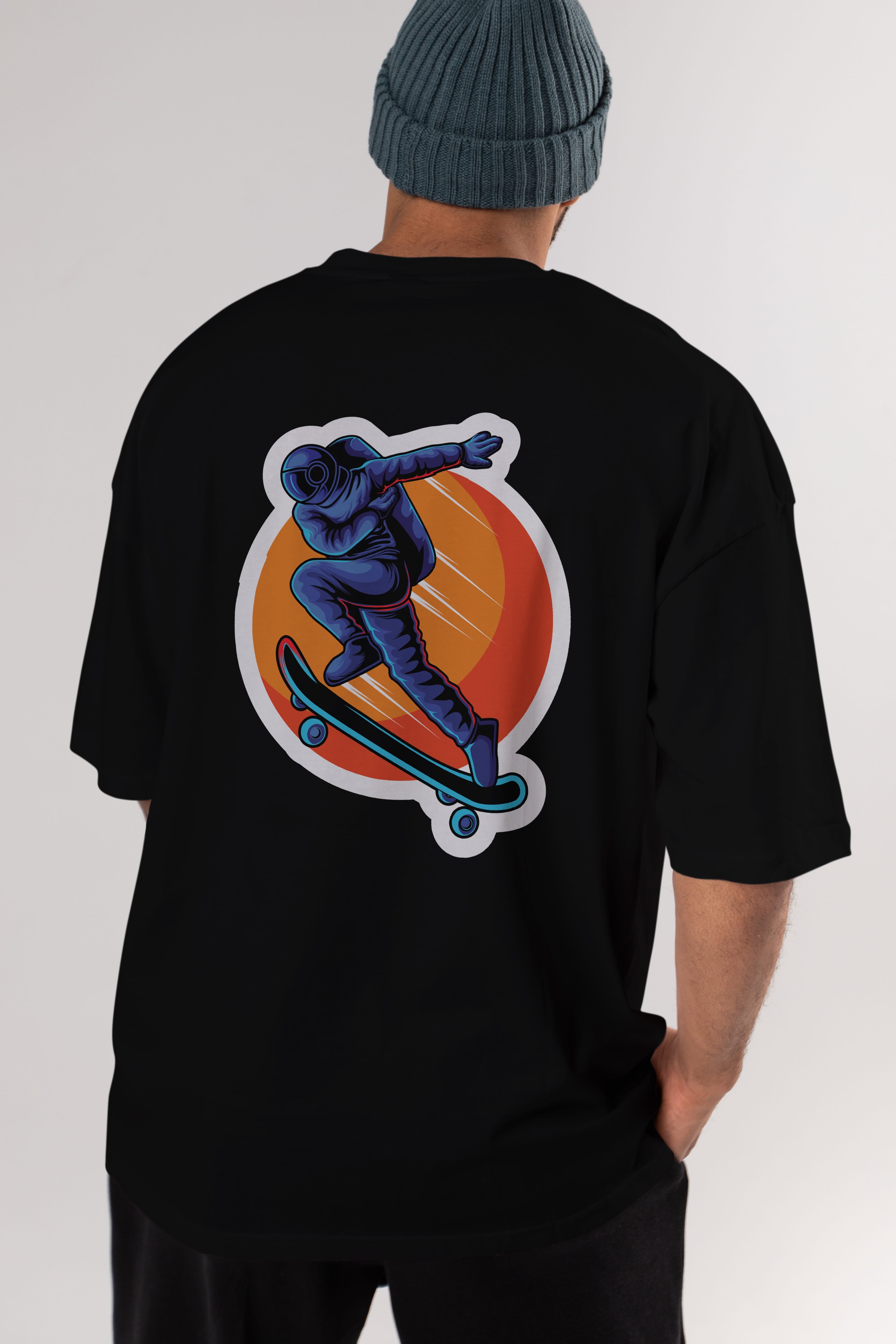 Astroskate Run Sticker Arka Baskılı Oversize t-shirt Erkek Kadın Unisex