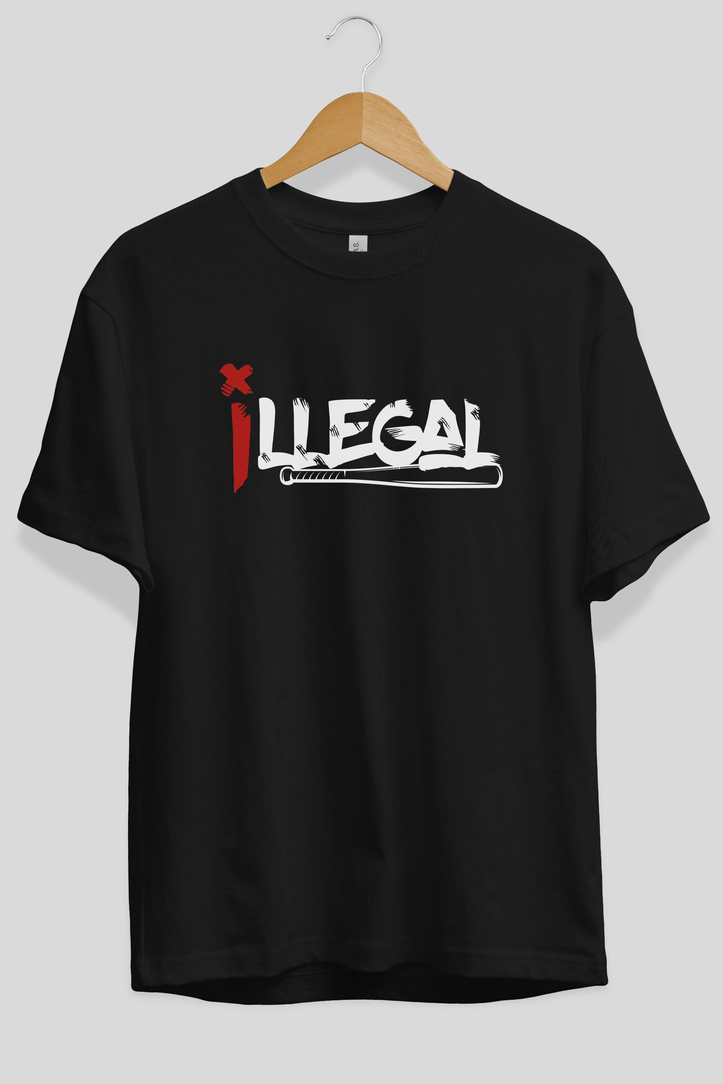 İllegal Ön Baskılı Oversize t-shirt %100 pamuk Erkek Kadın Unisex