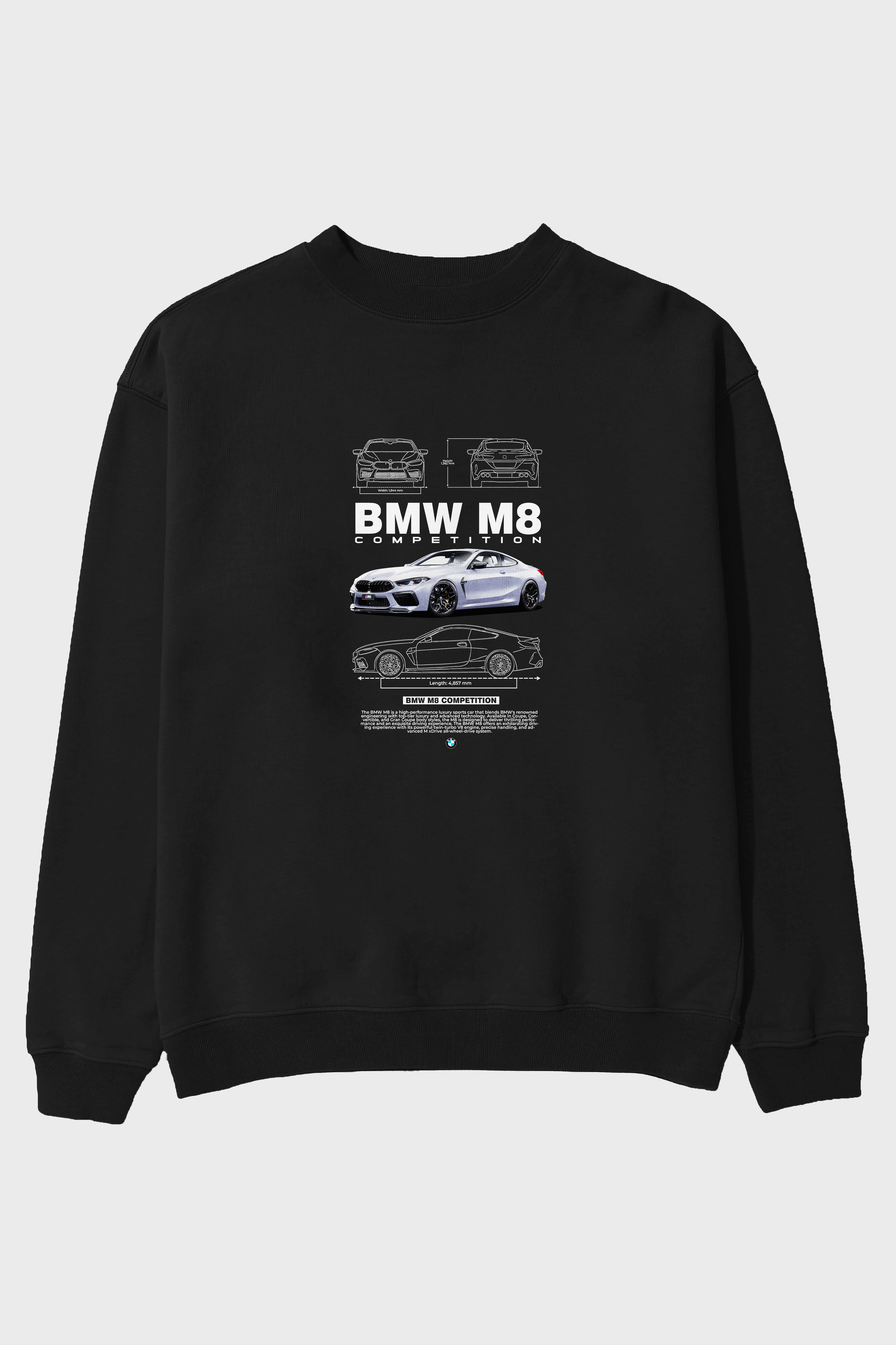 BMW M8 Ön Baskılı Anime Oversize Sweatshirt Erkek Kadın Unisex