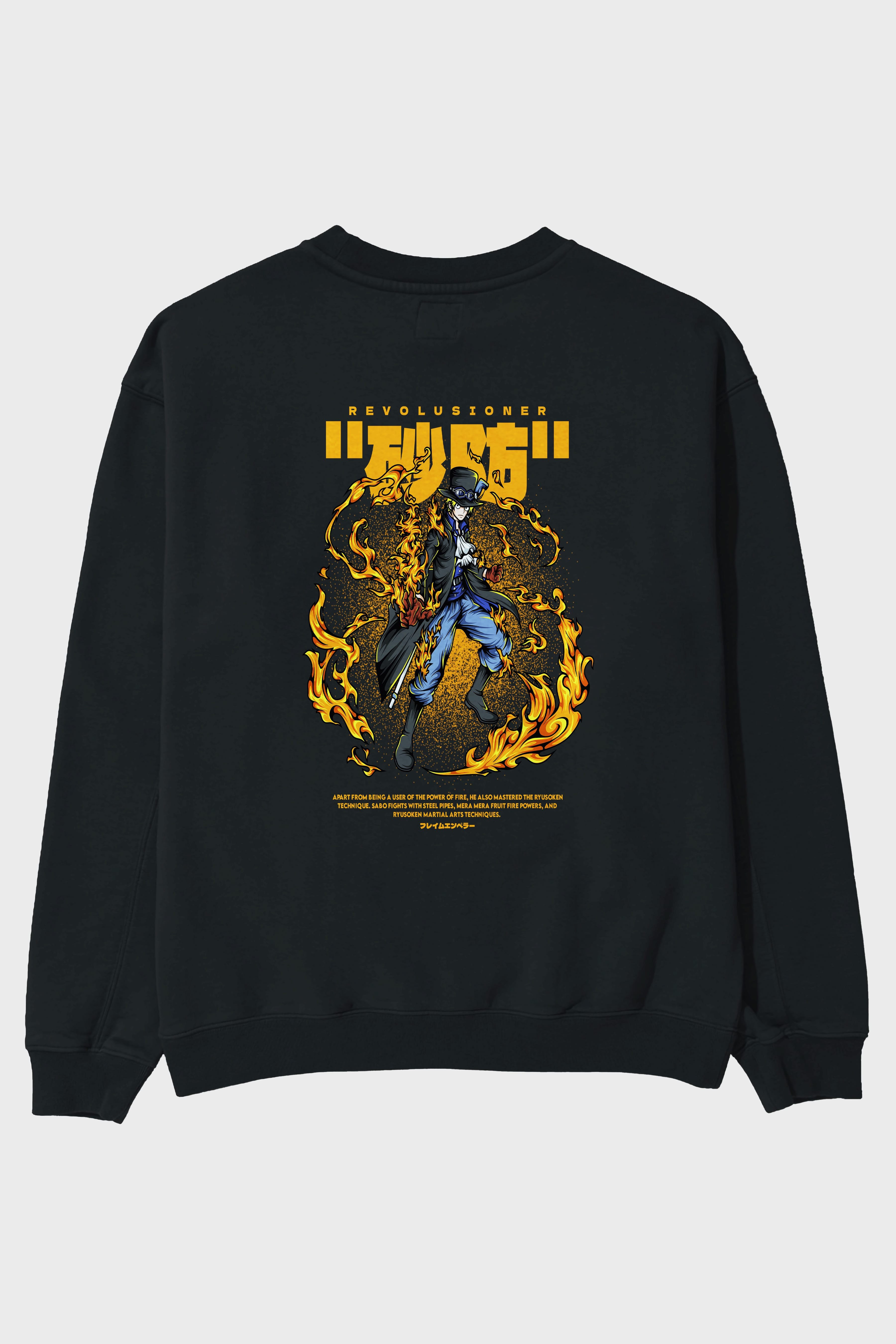 Revolusioner Sabo Anime Arka Baskılı Oversize Sweatshirt Erkek Kadın Unisex