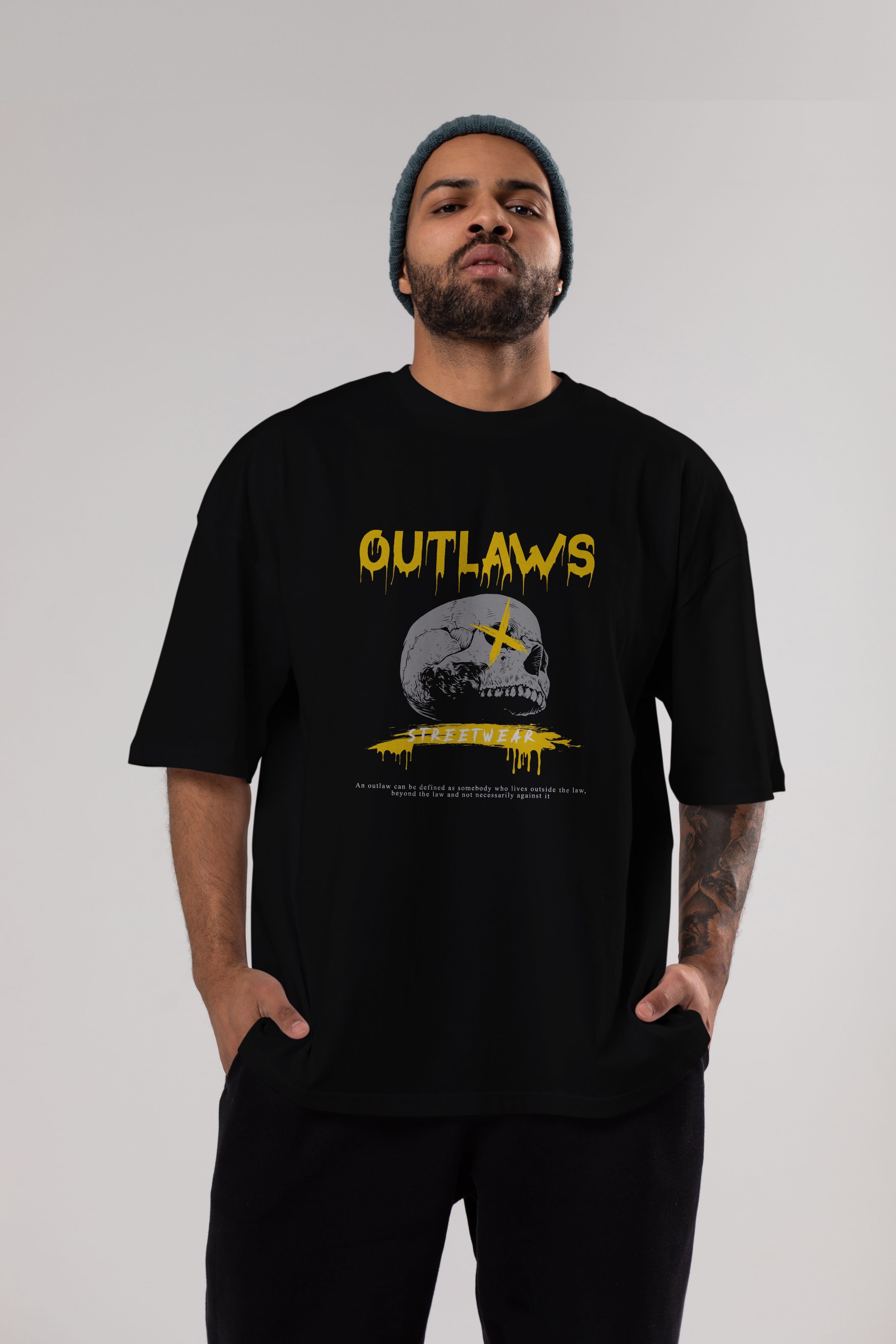 Outlaws Streetwear Ön Baskılı Oversize t-shirt Erkek Kadın Unisex