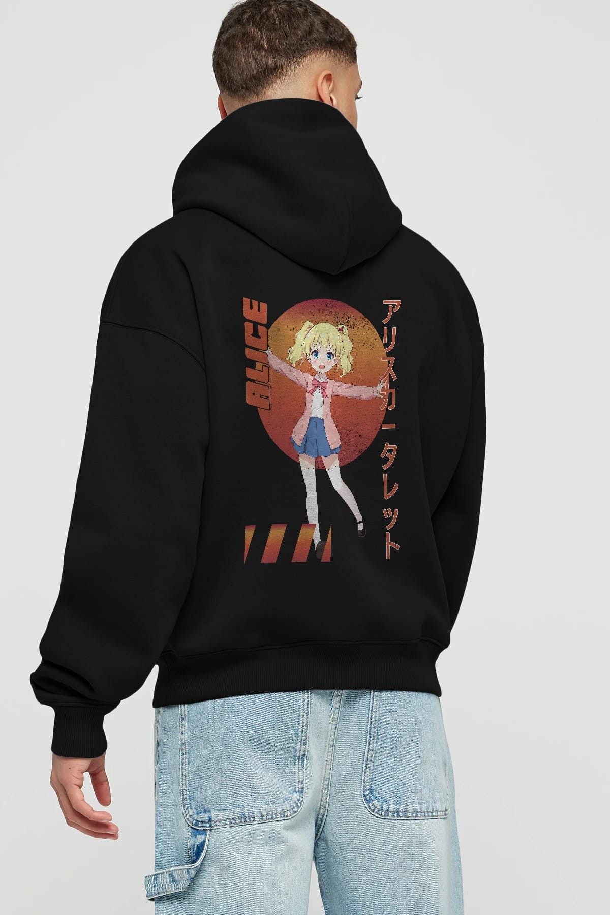 Alice Cartelet 15 Anime Arka Baskılı Hoodie Oversize Kapüşonlu Sweatshirt Erkek Kadın Unisex
