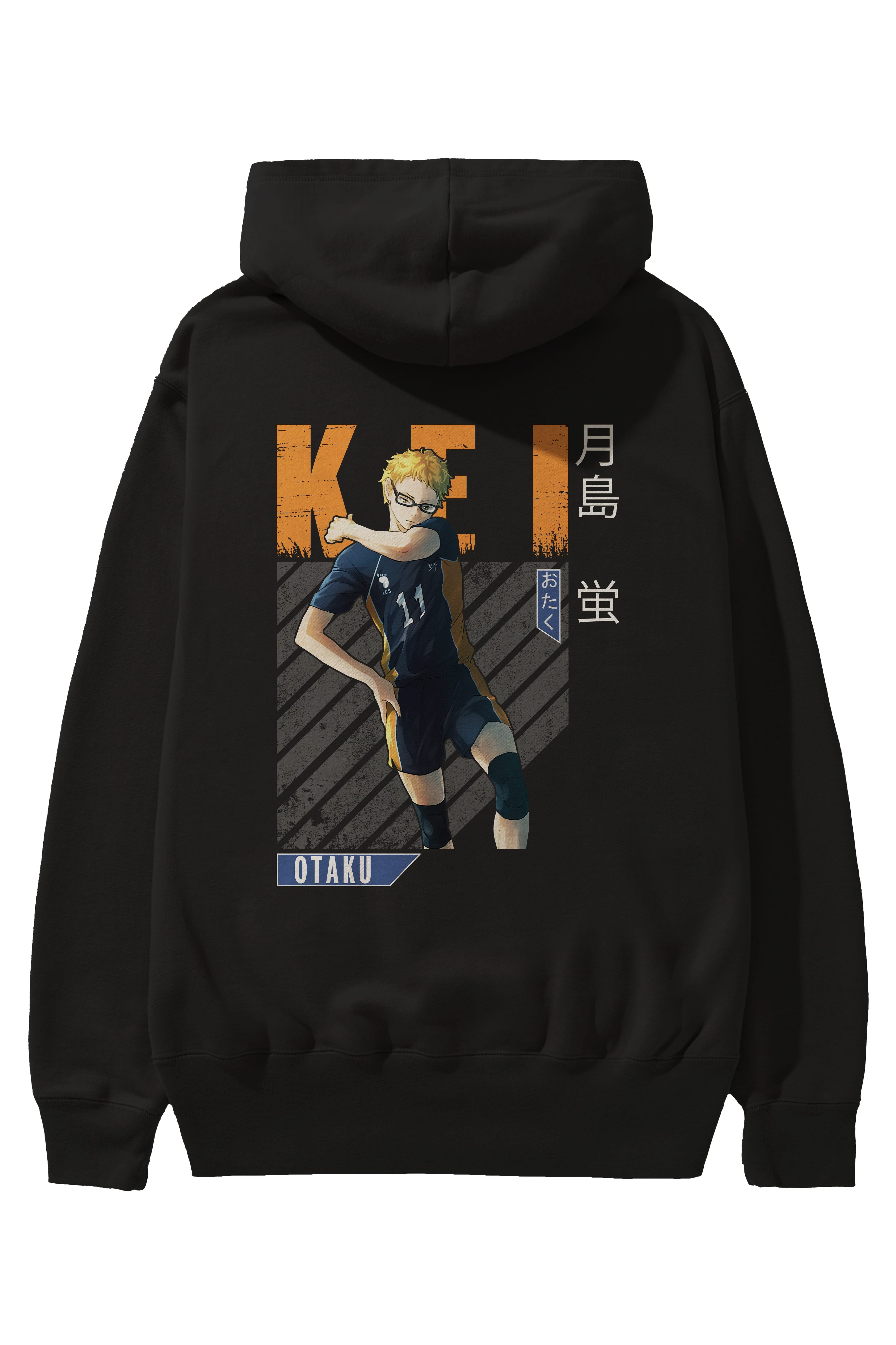 Kei Tsukishima 2 Anime Arka Baskılı Hoodie Oversize Kapüşonlu Sweatshirt Erkek Kadın Unisex