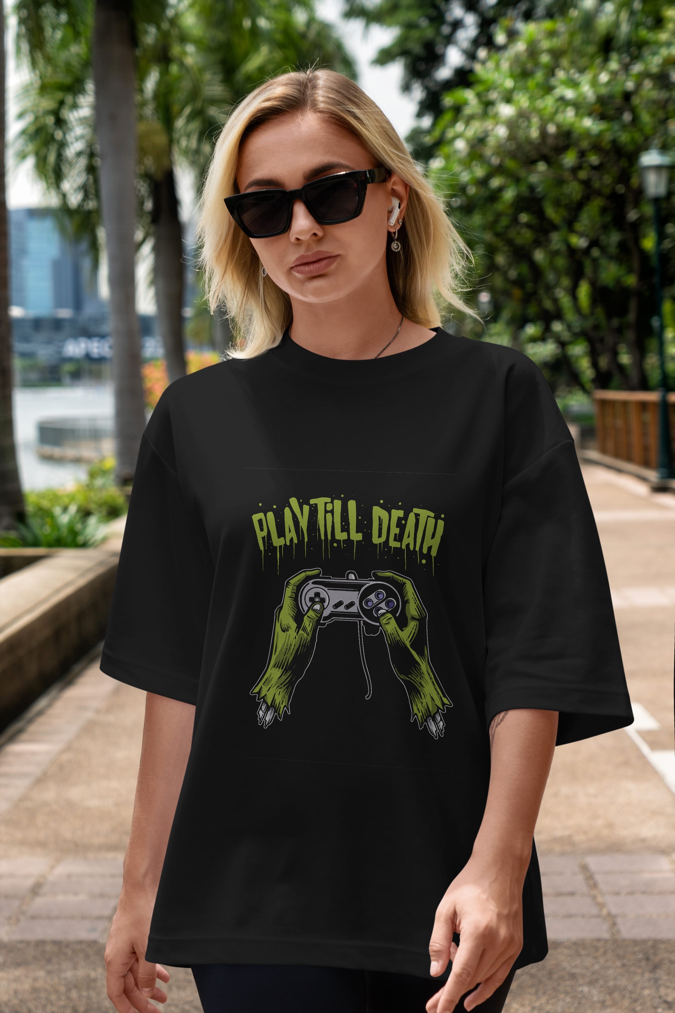 Play Till Death Ön Baskılı Oversize t-shirt Erkek Kadın Unisex %100 Pamuk tişort