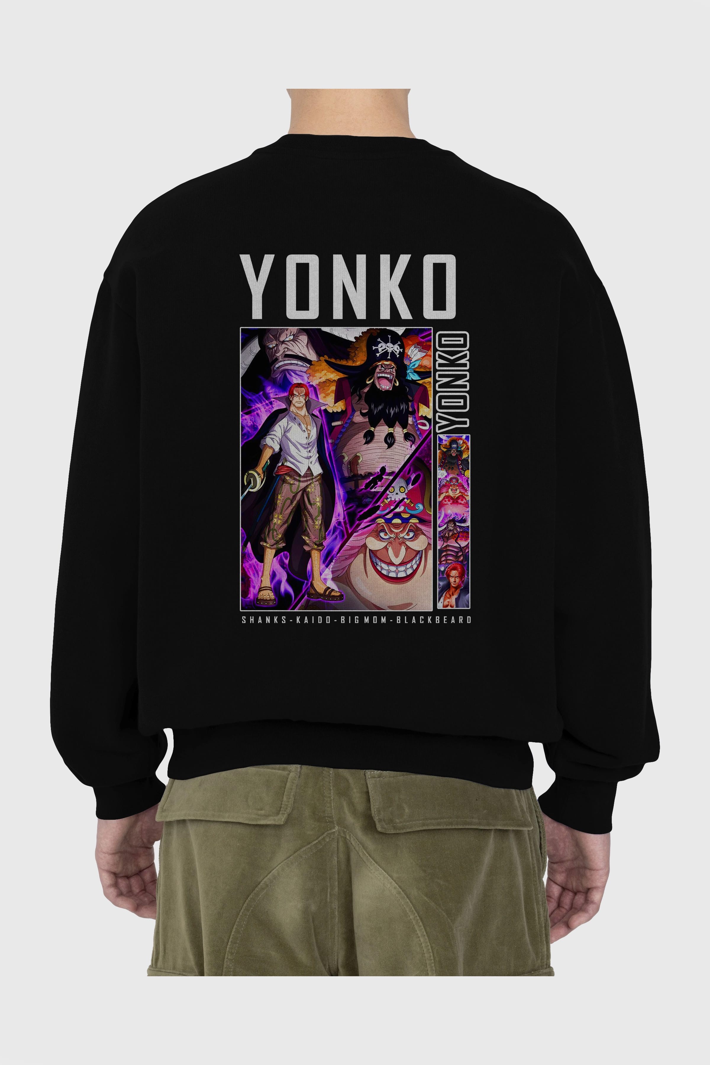 Yonko Arka Baskılı Anime Oversize Sweatshirt Erkek Kadın Unisex