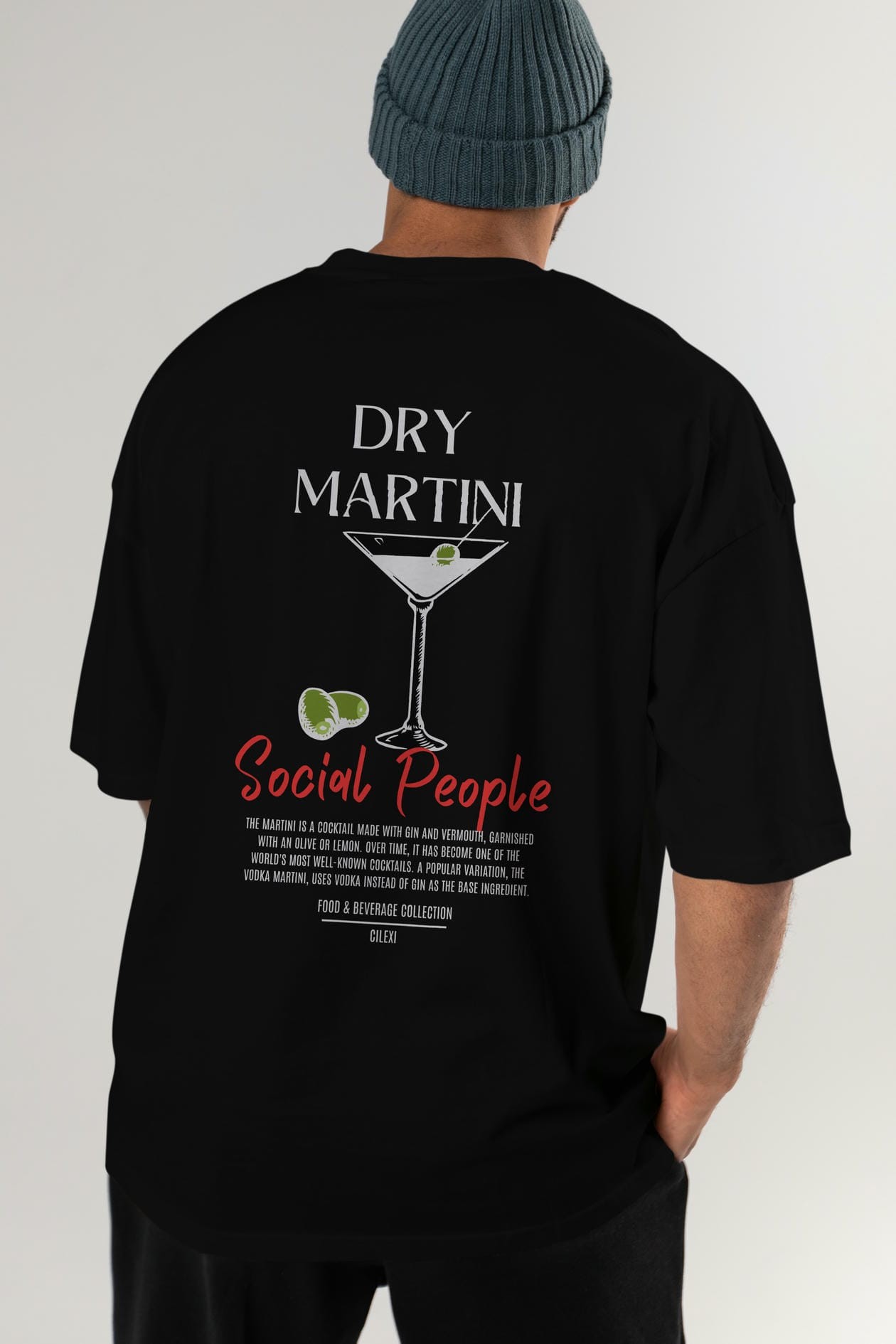 Dry Martını Kokteyl Serisi Baskılı Oversize t-shirt Erkek Kadın Unisex %100 Pamuk Bisiklet Yaka tişort