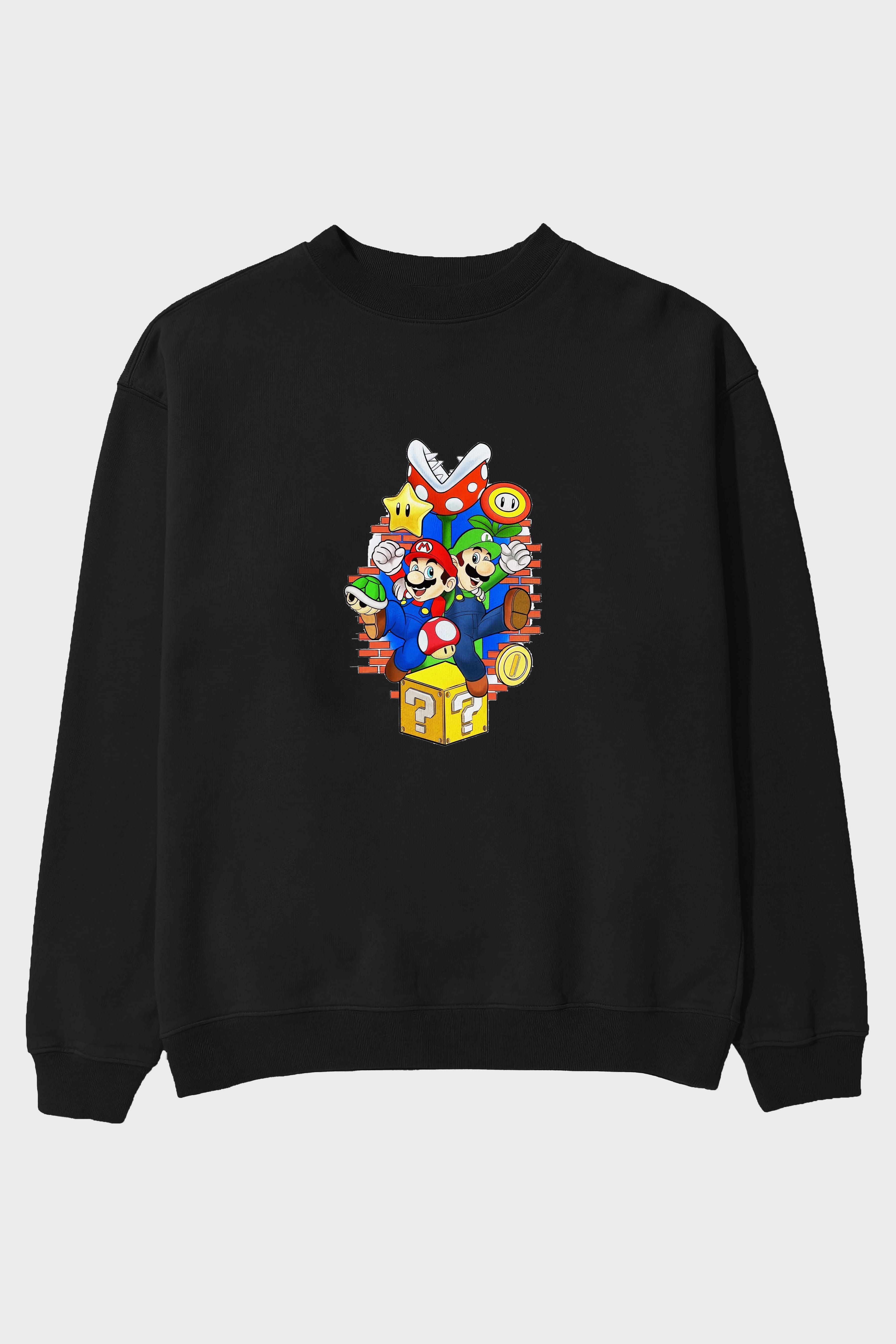 Super Mario 2 Ön Baskılı Oversize Sweatshirt Erkek Kadın Unisex