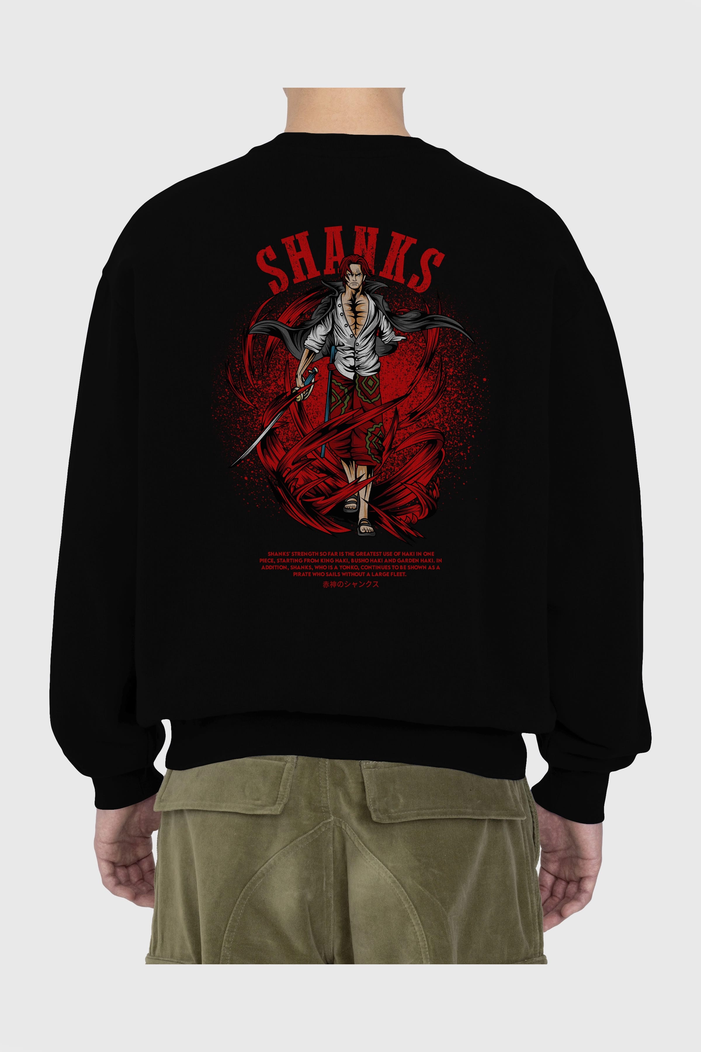 Shanks Anime Arka Baskılı Oversize Sweatshirt Erkek Kadın Unisex