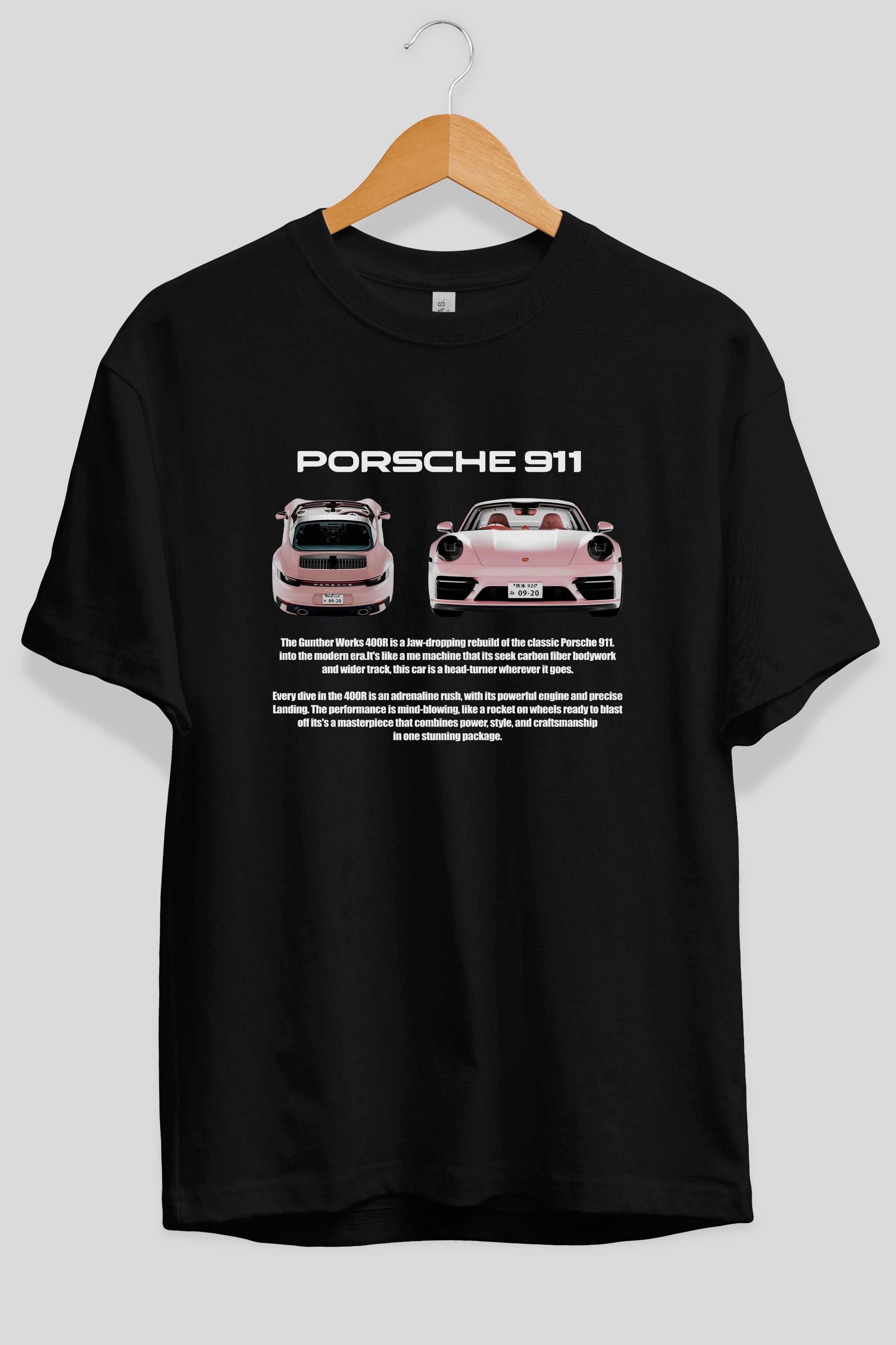 PORSCHE 911 PINK 1 Ön Baskılı Oversize t-shirt Erkek Kadın Unisex %100 Pamuk Bisiklet Yaka tişort