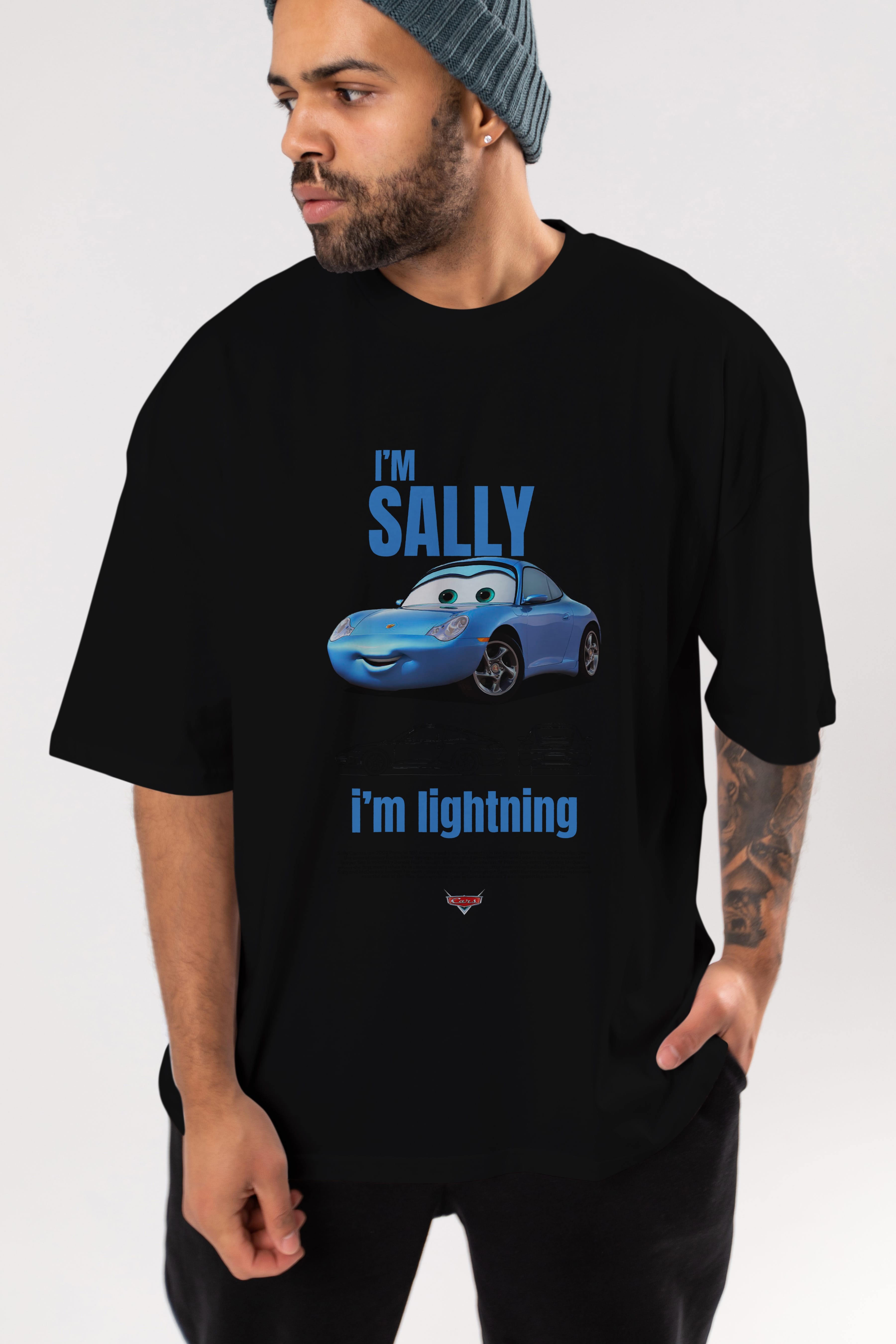 i am SALLY , i am lightning Ön Baskılı Oversize t-shirt Erkek Kadın Unisex %100 Pamuk Bisiklet Yaka tişort