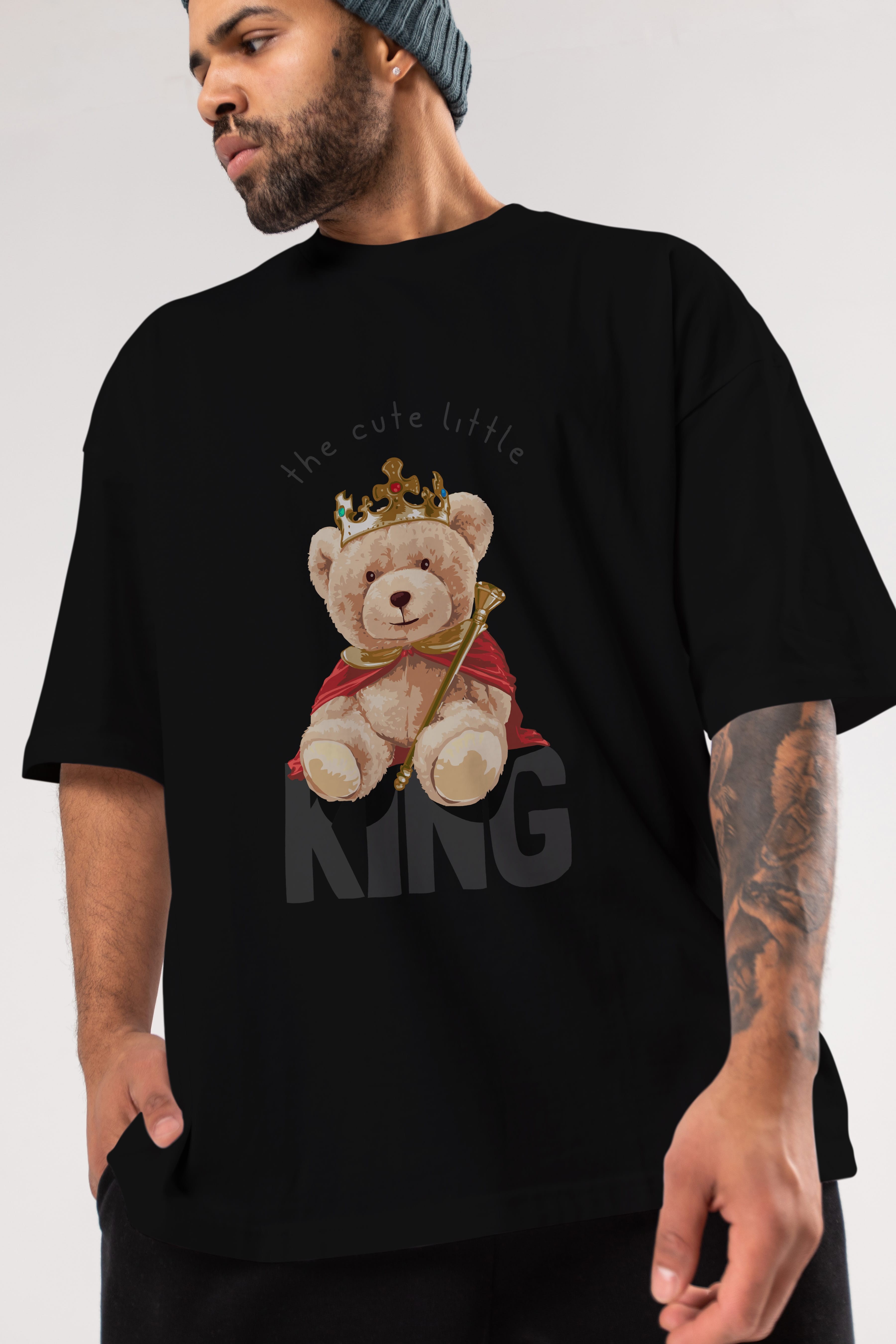 Teddy Bear King Ön Baskılı Oversize t-shirt Erkek Kadın Unisex %100 Pamuk