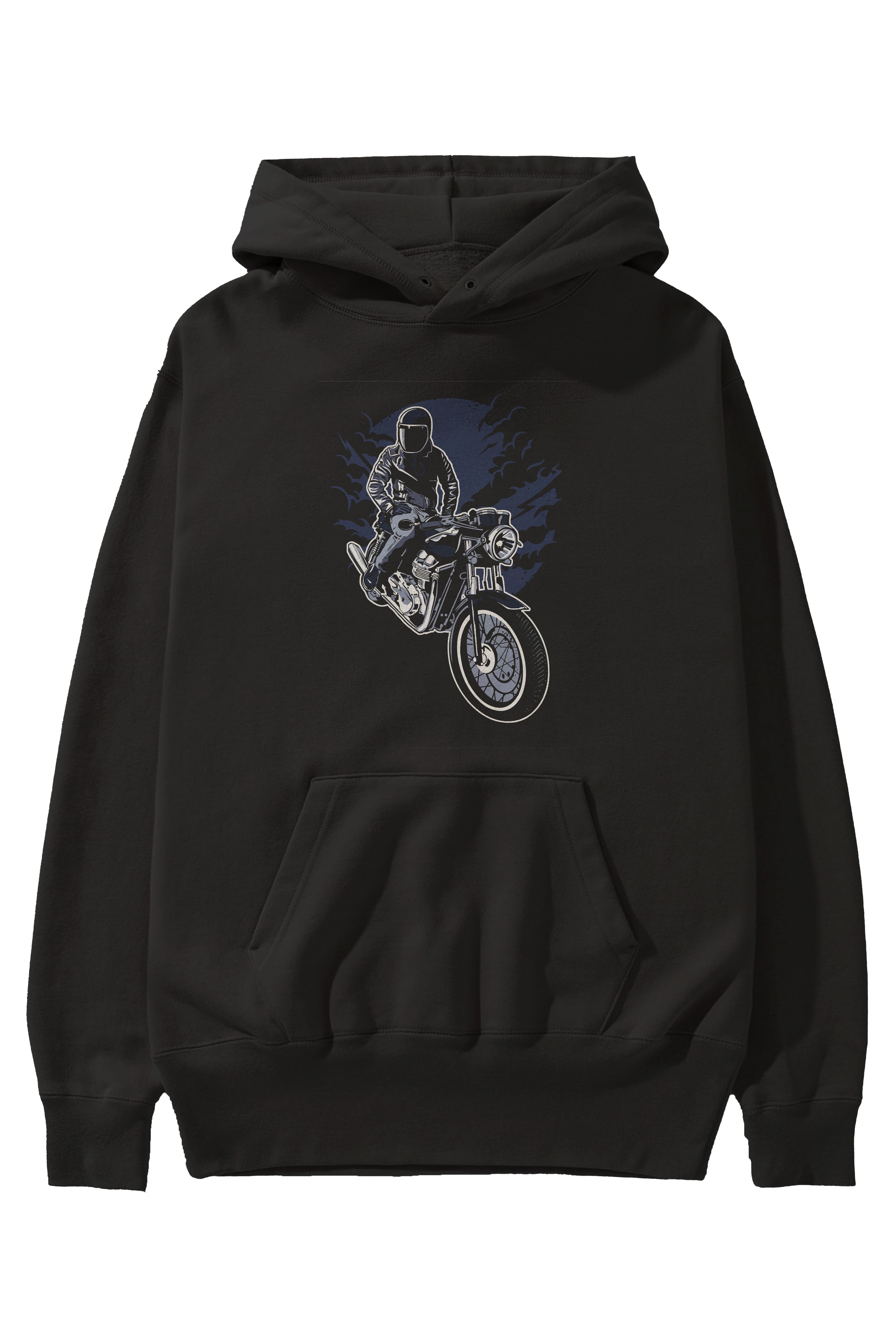 Night Rider Ön Baskılı Hoodie Oversize Kapüşonlu Sweatshirt Erkek Kadın Unisex