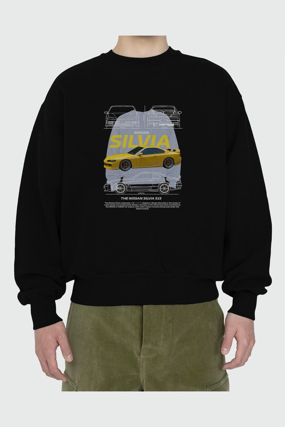 NISSAN SILVIA 1 Ön Baskılı Anime Oversize Sweatshirt Erkek Kadın Unisex