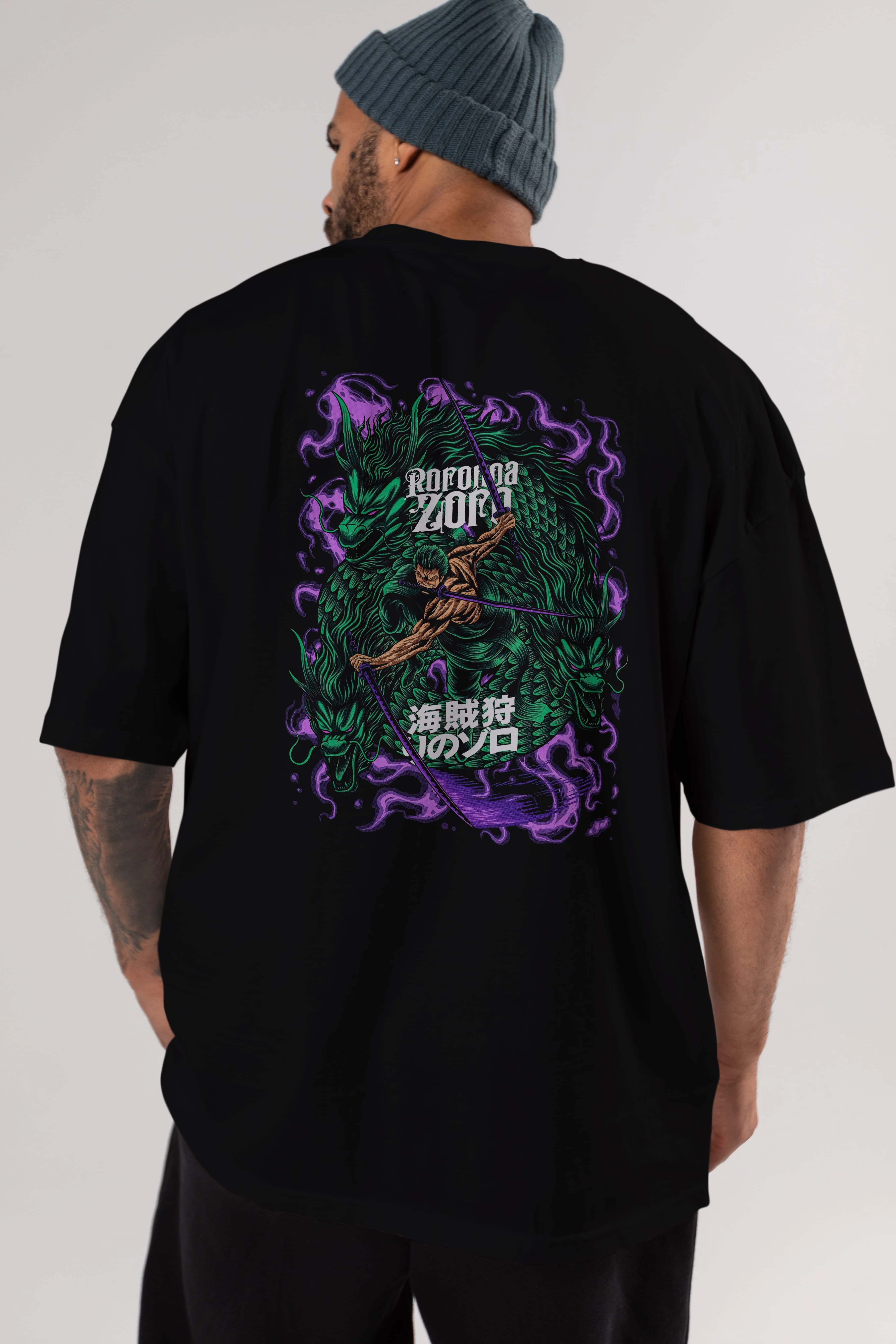 RORONOA ZORO 5 Anime Arka Baskılı Oversize t-shirt Erkek Kadın Unisex