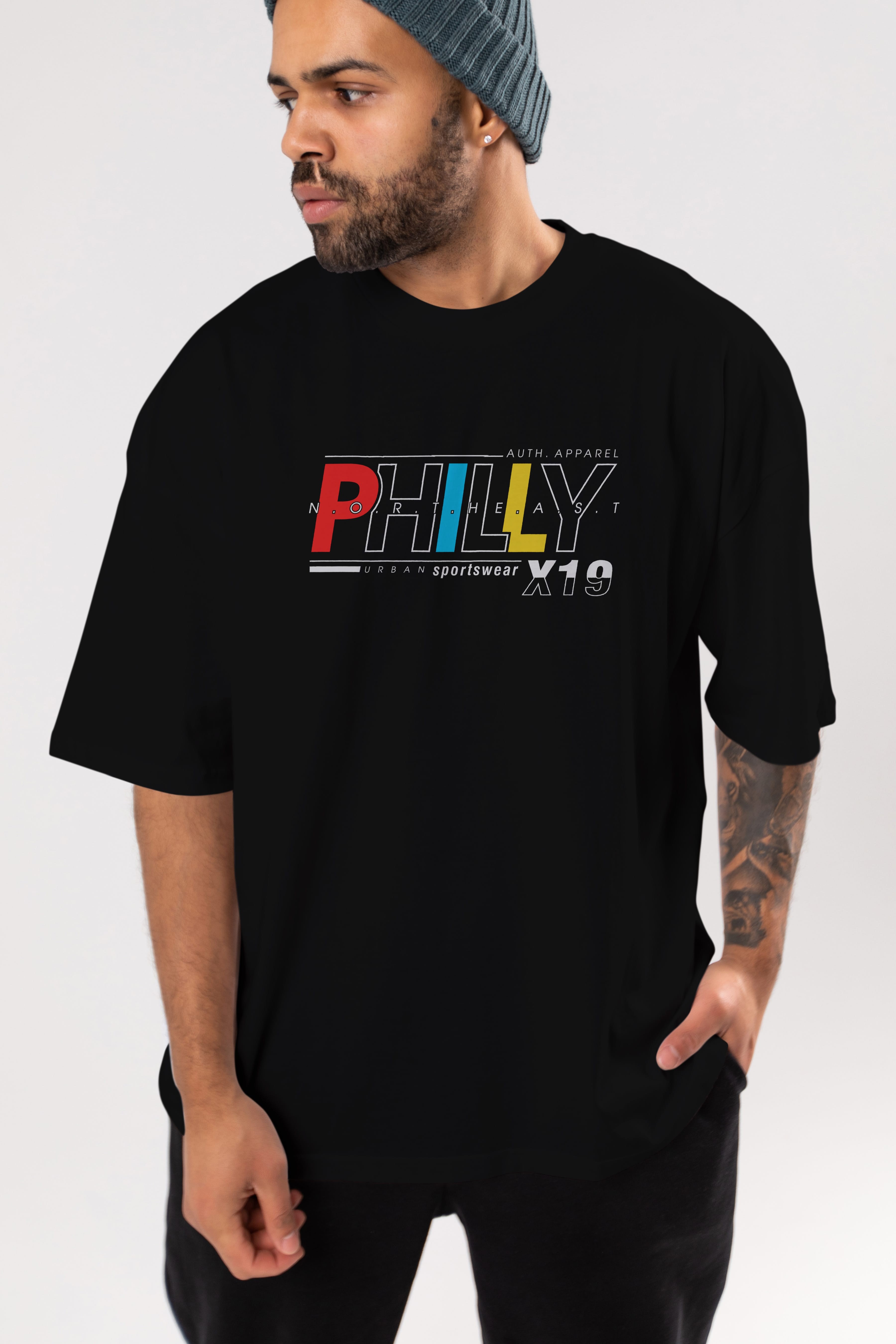 Philly Ön Baskılı Oversize t-shirt Erkek Kadın Unisex