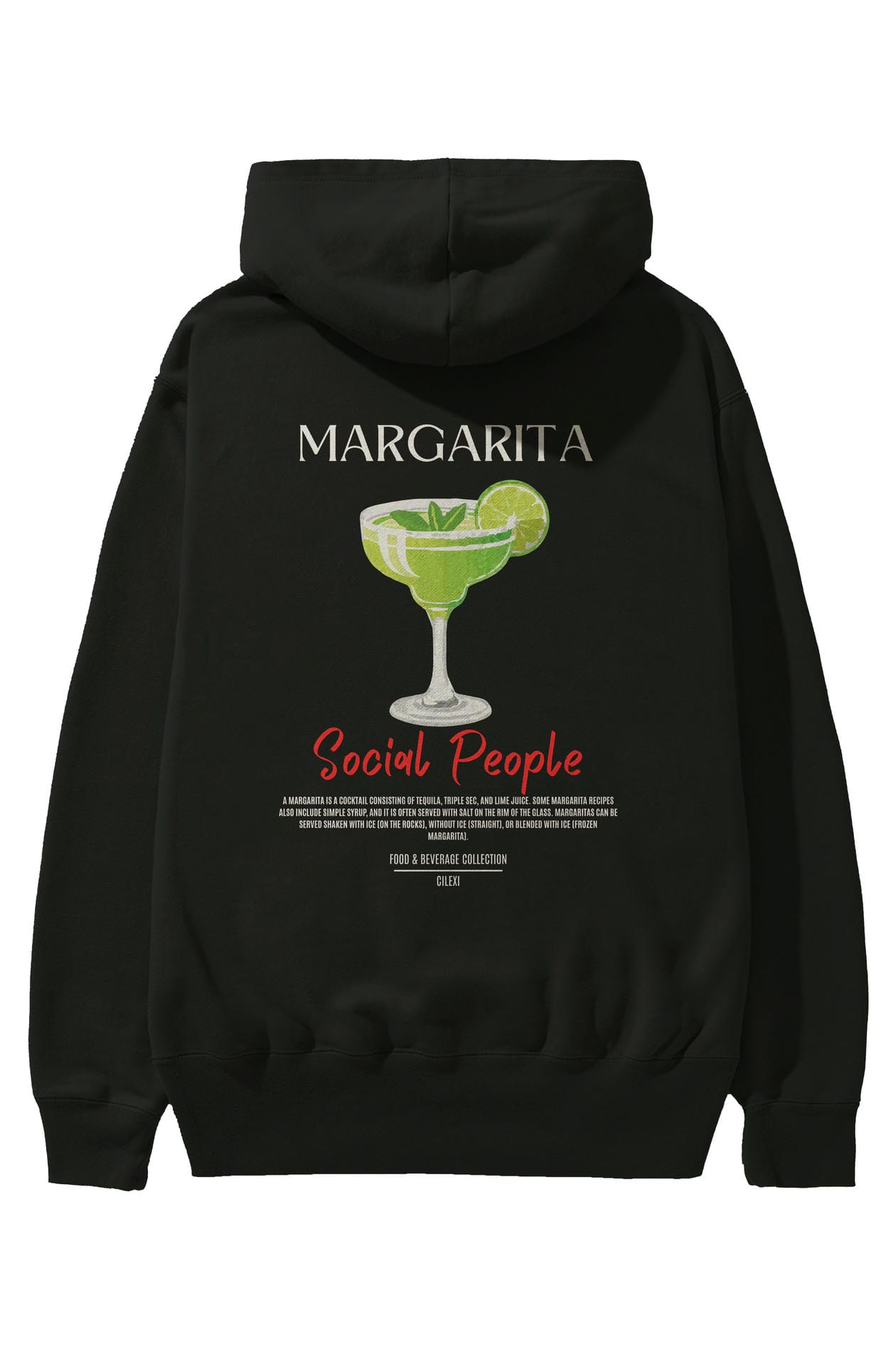 Margarita Kokteyl Arka Baskılı Hoodie Oversize Kapüşonlu Sweatshirt Erkek Kadın
