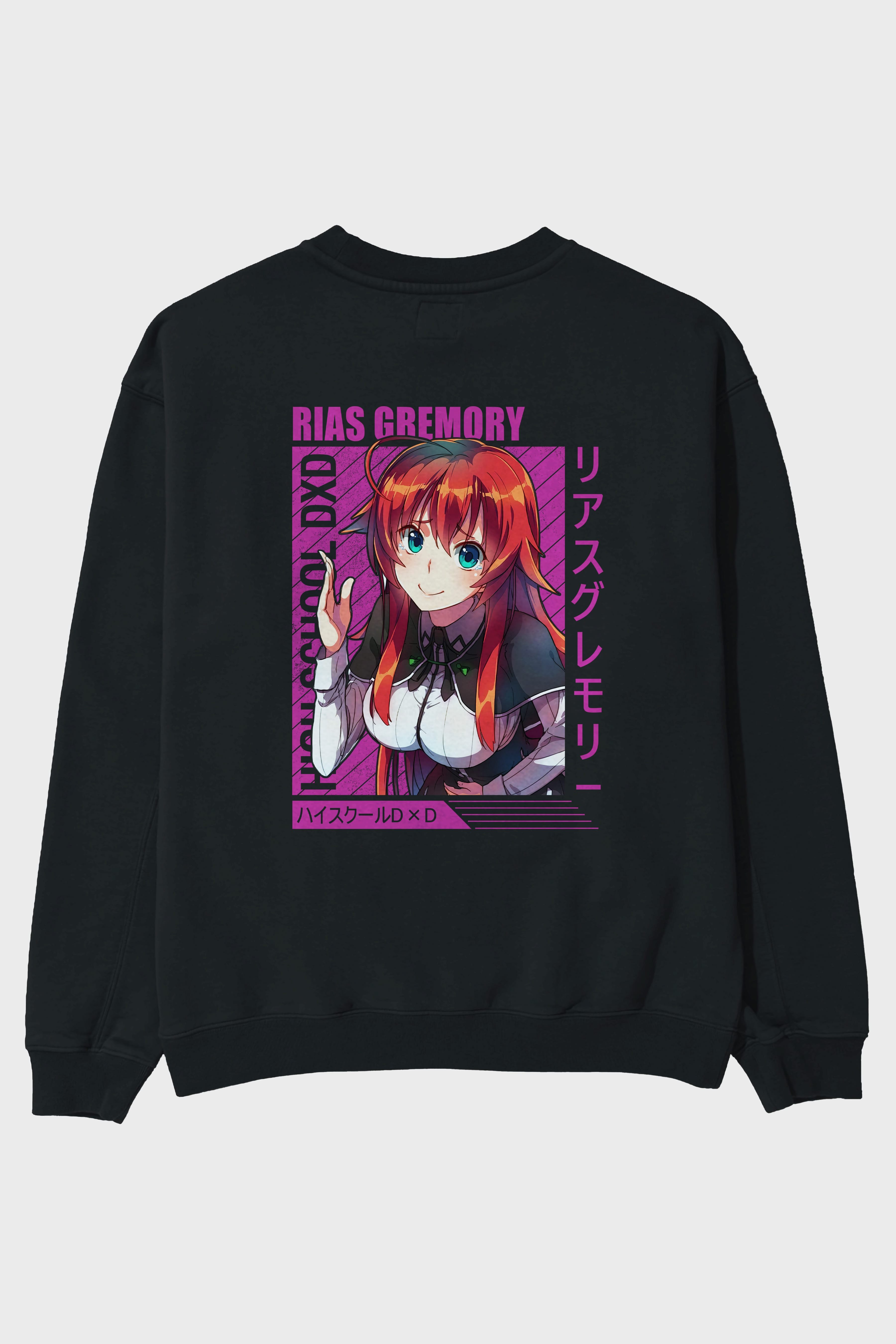 Rias Gremory 10 Anime Arka Baskılı Oversize Sweatshirt Erkek Kadın Unisex
