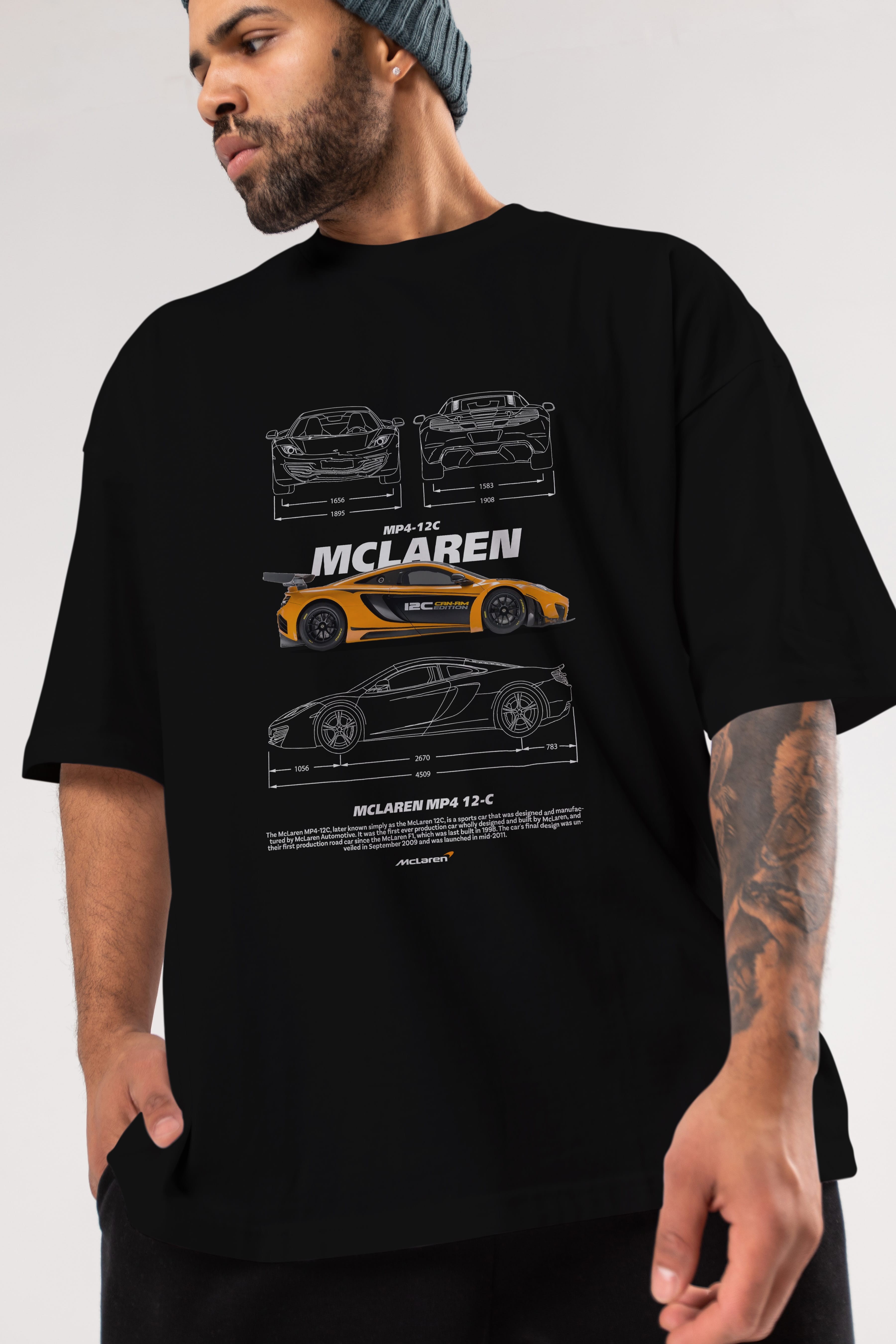 MCLAREN MP4 Ön Baskılı Oversize t-shirt Erkek Kadın Unisex %100 Pamuk Bisiklet Yaka tişort