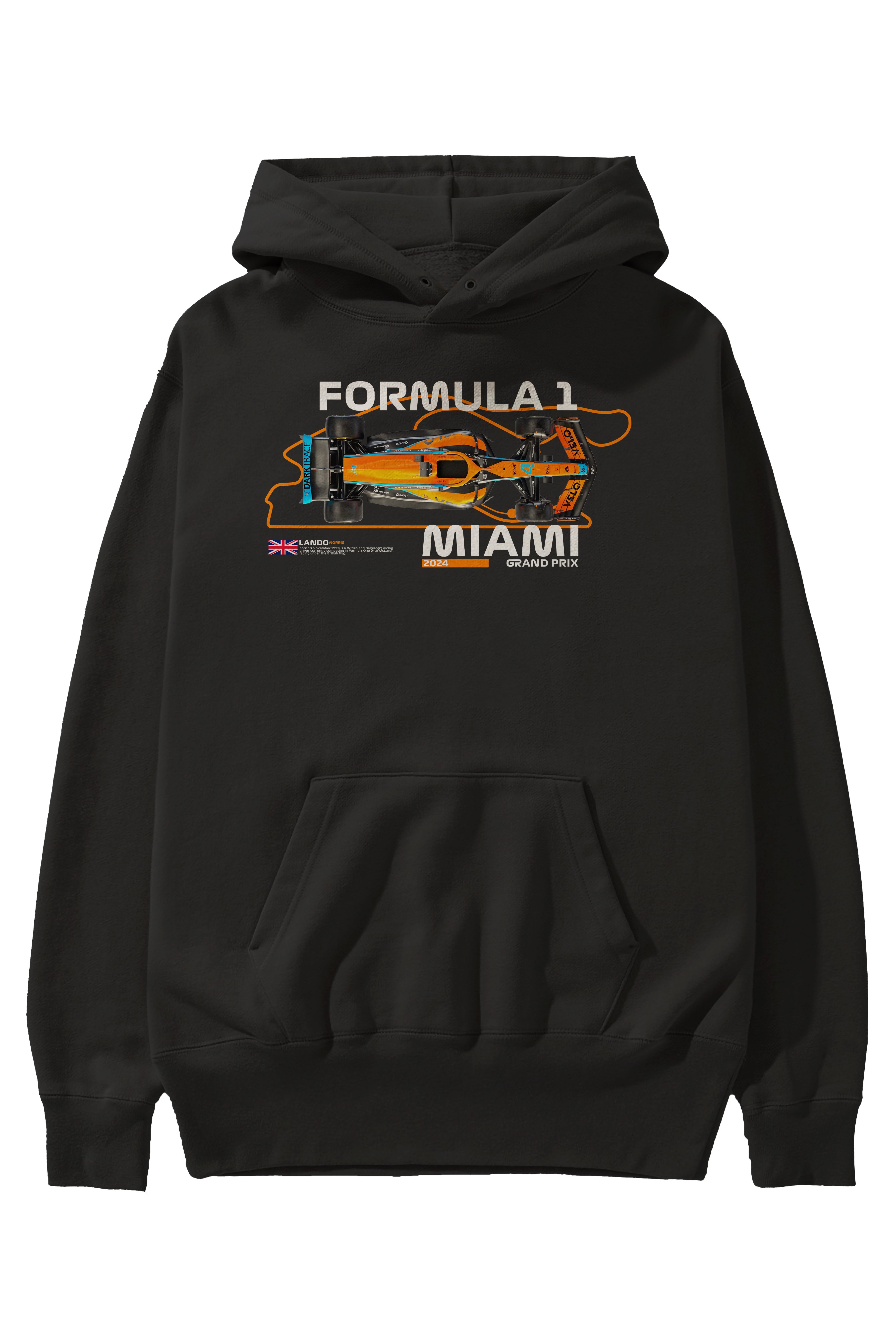 Formula 1 Miami Grand Prix Ön Baskılı Hoodie Oversize Kapüşonlu Sweatshirt Erkek Kadın Unisex