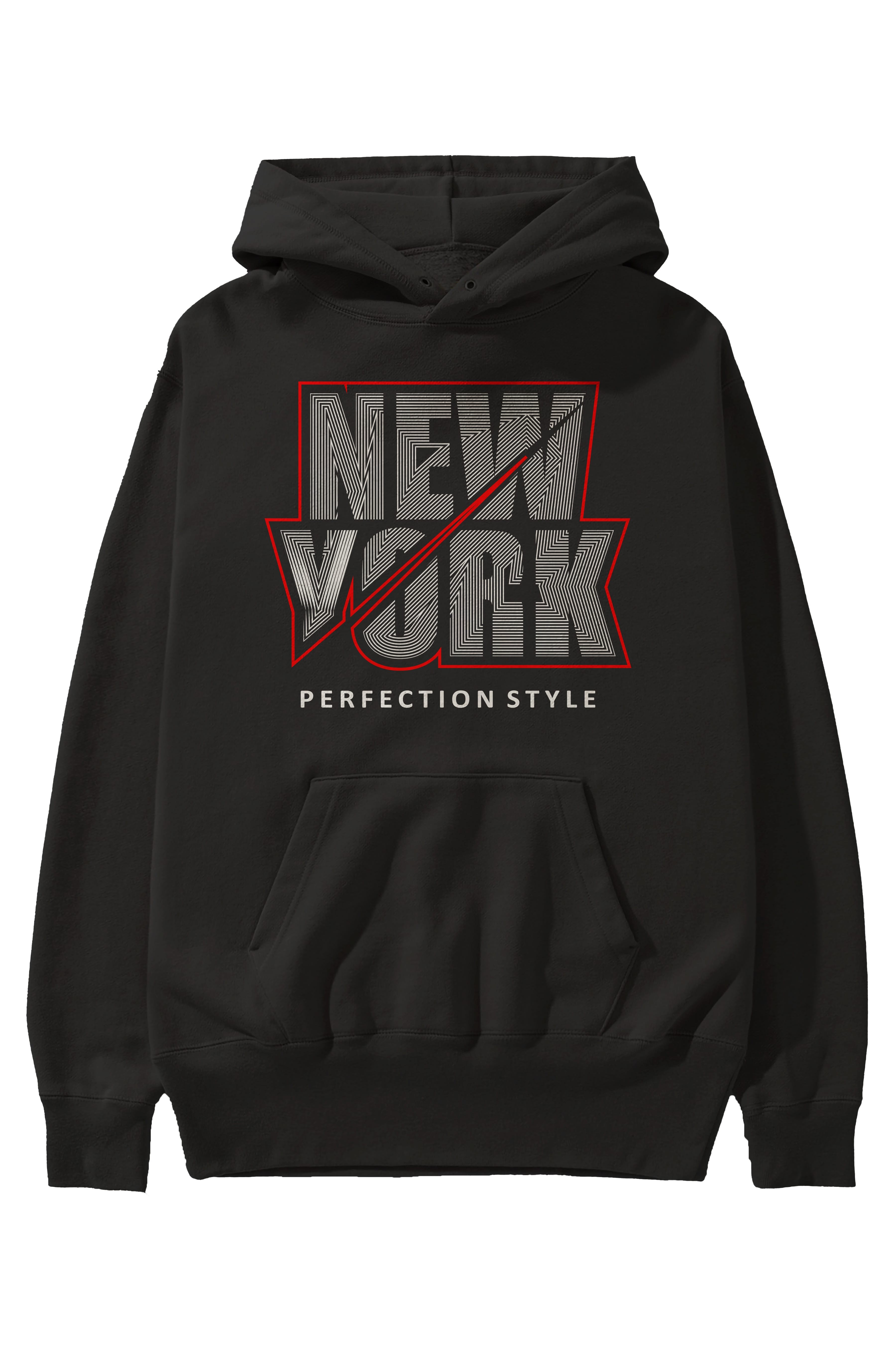 New York Perfection Style Ön Baskılı Hoodie Oversize Kapüşonlu Sweatshirt Erkek Kadın Unisex