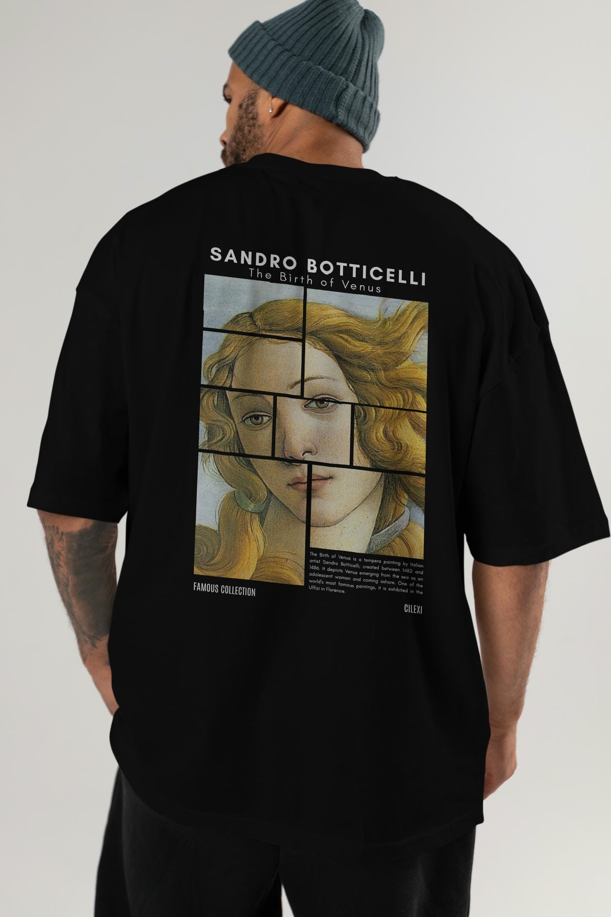 Sandro Botticelli Arka Baskılı Oversize t-shirt Erkek Kadın Bisiklet Yaka Pamuk tişort